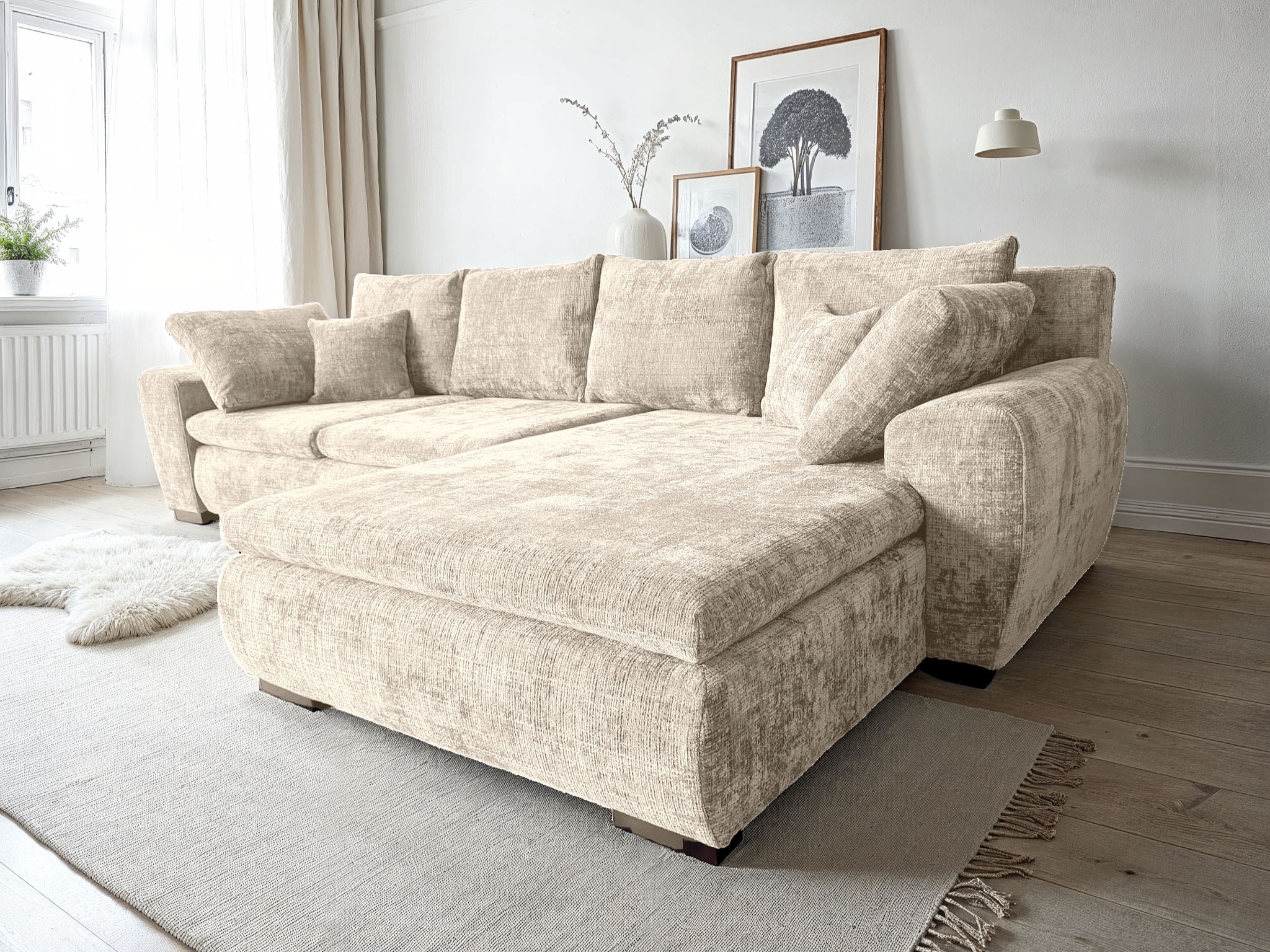 Home affaire Ecksofa »Cara Mia L-Form, B: 325 cm« mit 4 Zierkissen, optiona günstig online kaufen