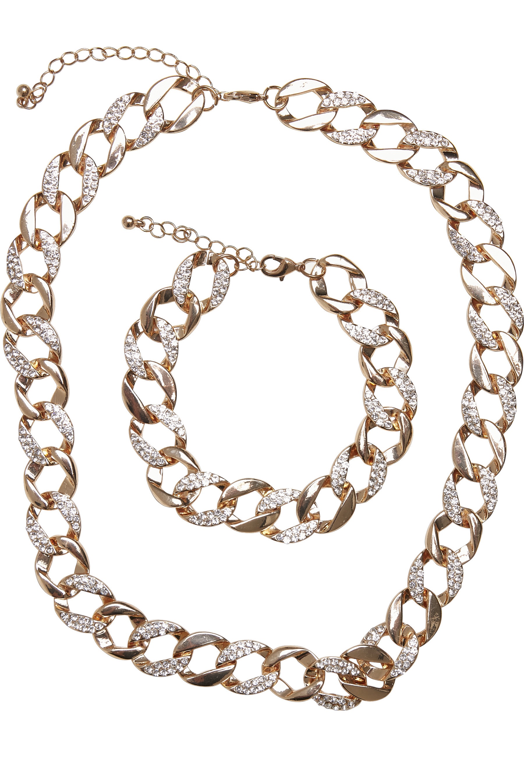 URBAN CLASSICS Edelstahlkette »Urban Classics Unisex Basic Diamond Necklace And Bracelet Set«
