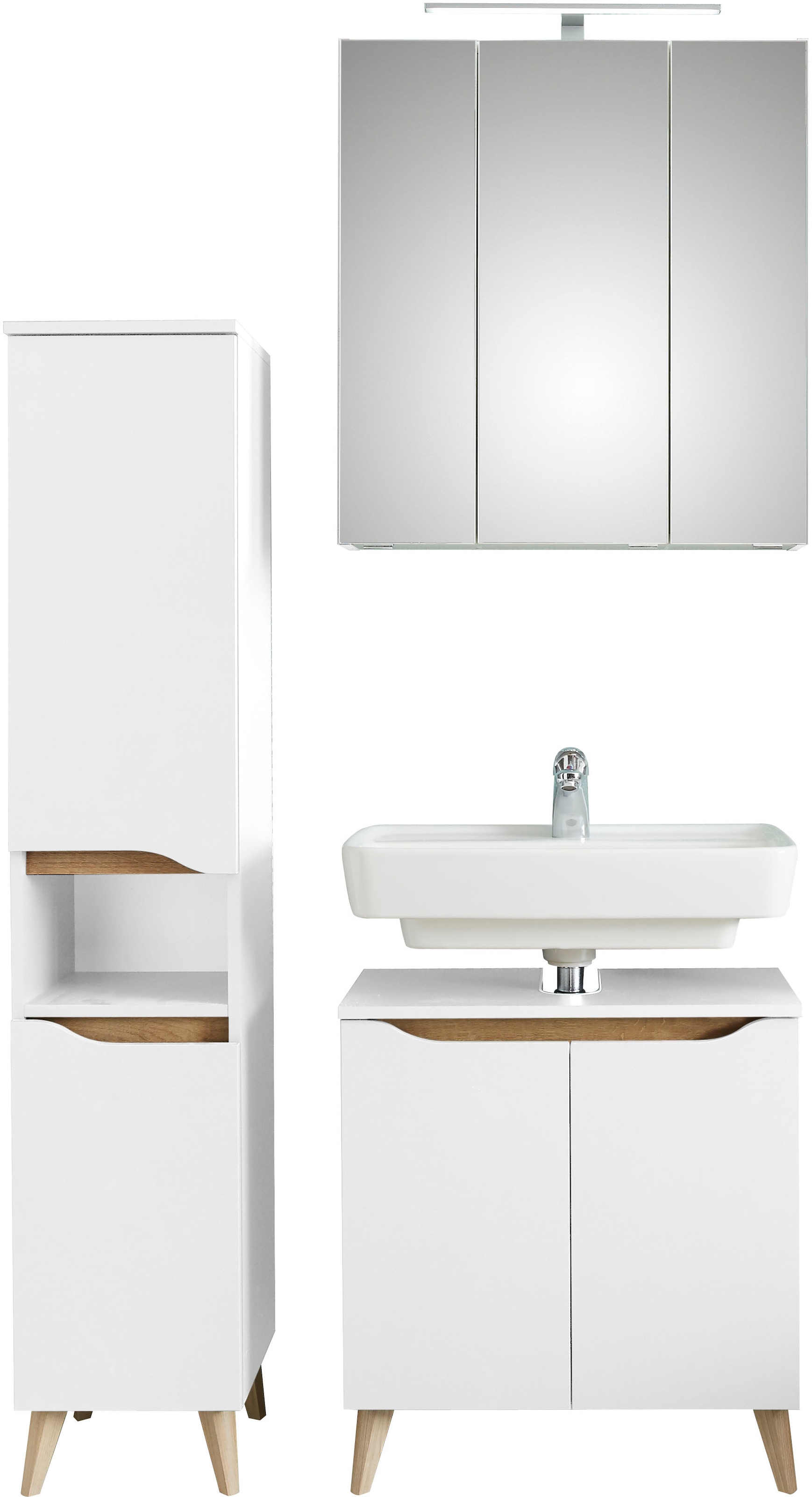 Saphir Badmöbel-Set »Quickset 3-teilig, Waschbeckenunterschrank mit LED-Spi günstig online kaufen