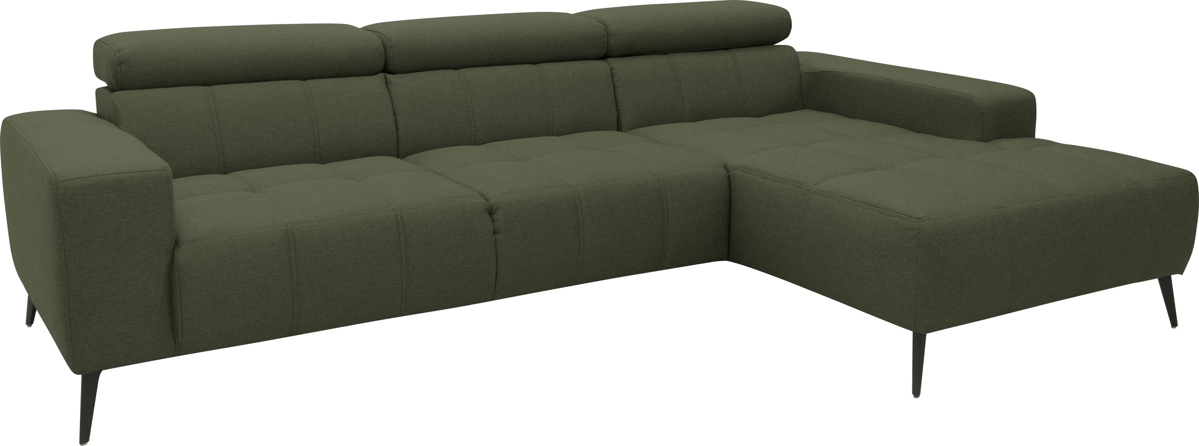 DOMO collection Ecksofa »Trento L-Form, mit Kufenfuß oder Einzelfuß«, wahlweise mit Kopfteilverstellung, Recamiere links/rechts bestellbar