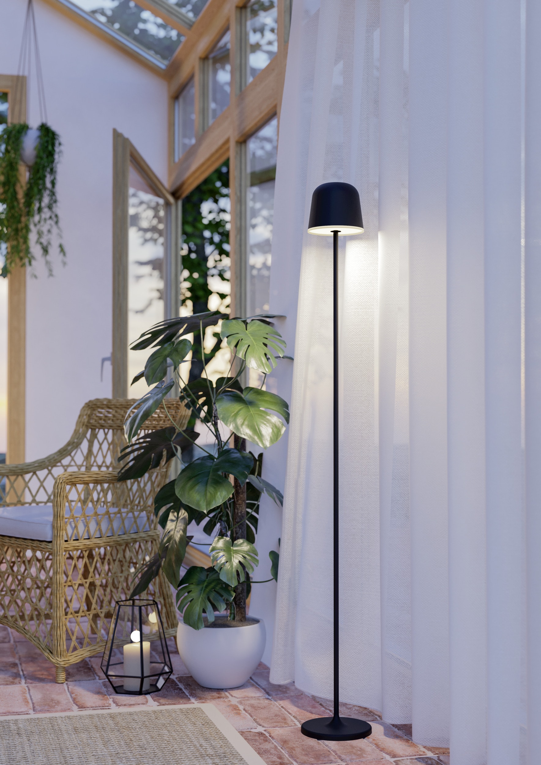 EGLO Stehlampe »MANNERA-L Stehlampe - Alu, Stahl - LED - 4,3W - IP54« LED-Modul 1 Stk. Neutralweiß | Warmweiß Standleuchte, Leselampe, Wohzimmer, Schlafzimmer, H140 x Ø16 cm