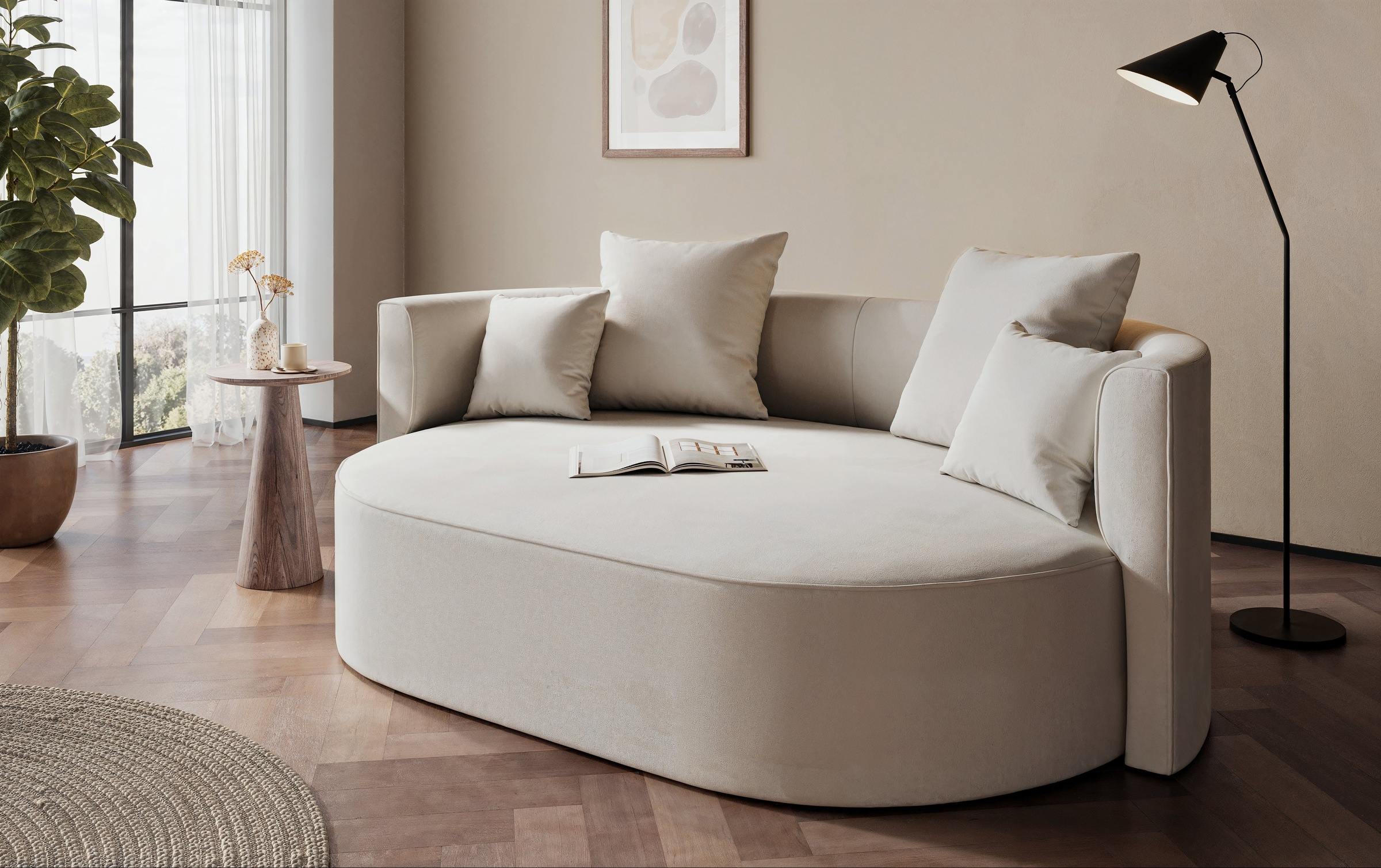 LeGer Home by Lena Gercke 2,5-Sitzer "ISALIE, rundes Loungesofa, mit Kissen günstig online kaufen