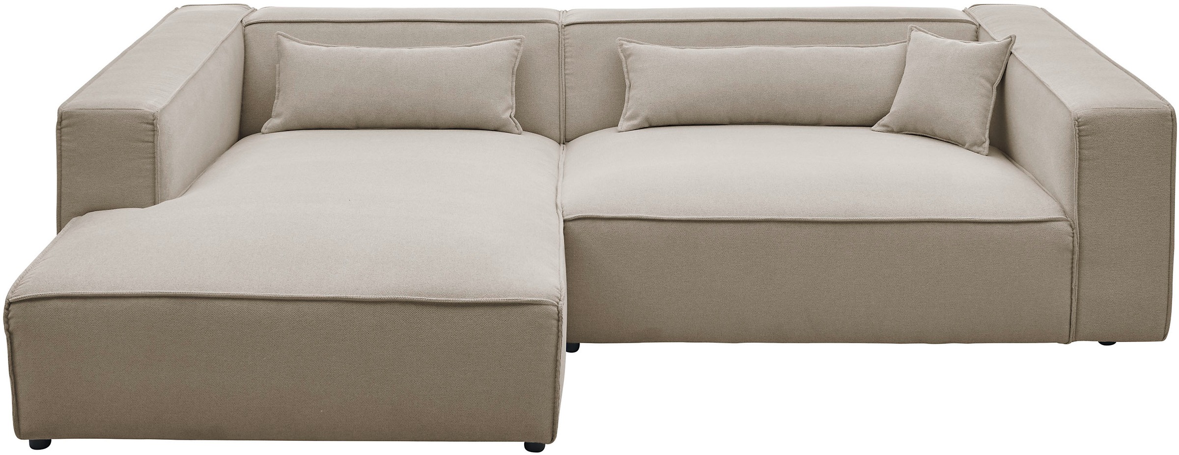 LeGer Home by Lena Gercke Ecksofa »PIARA XXL, Big-Sofa in Cord oder Leinenoptik, L-Form, mit Kedernaht«, wahlweise Ottomane rechts/links, schwarze Füße, extra tiefe Sitzfläche