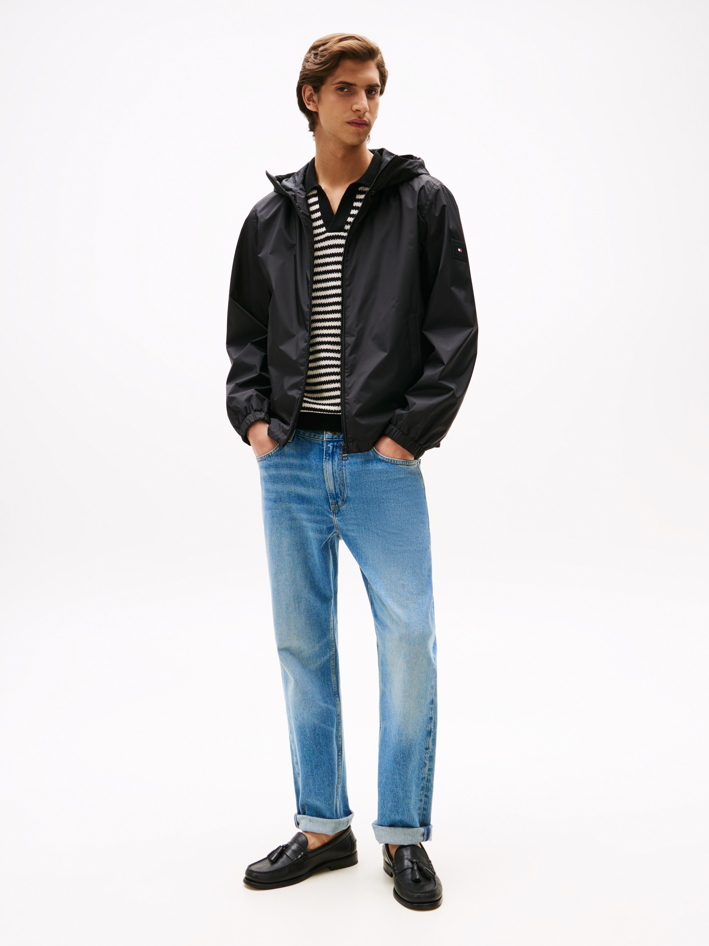 Tommy Hilfiger Blouson »RWB HOODED JACKET«, mit Kapuze, elastische Bündchen, wasserabweisend
