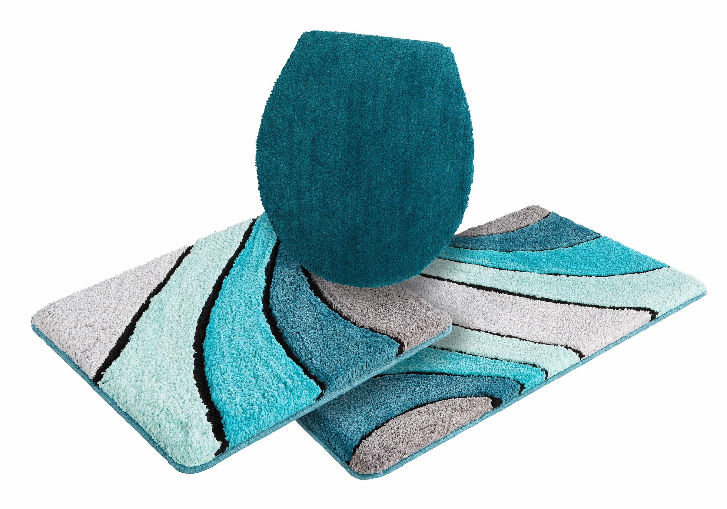 my home Badematte »Josie, Badvorleger, Badezimmer Teppich«, rutschhemmend beschichtet, fußbodenheizungsgeeignet-schnell trocknend-strapazierfähig, Badteppich, Badematten, rechteckig, rund & als 3-tlg. Set erhältlich