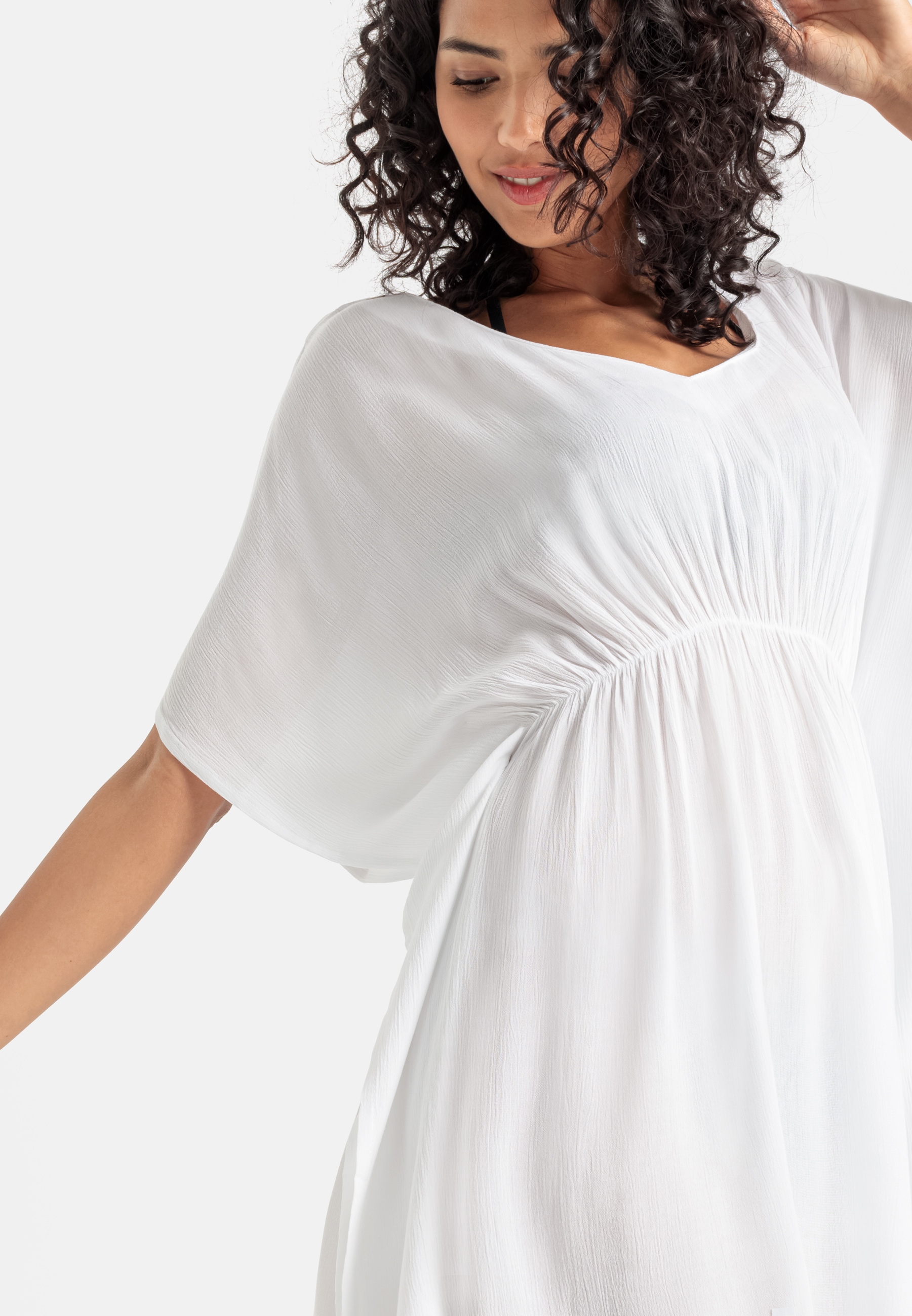 LASCANA Tunika aus gekreppter Viskose, Blusenkleid, Strandmode, transparent