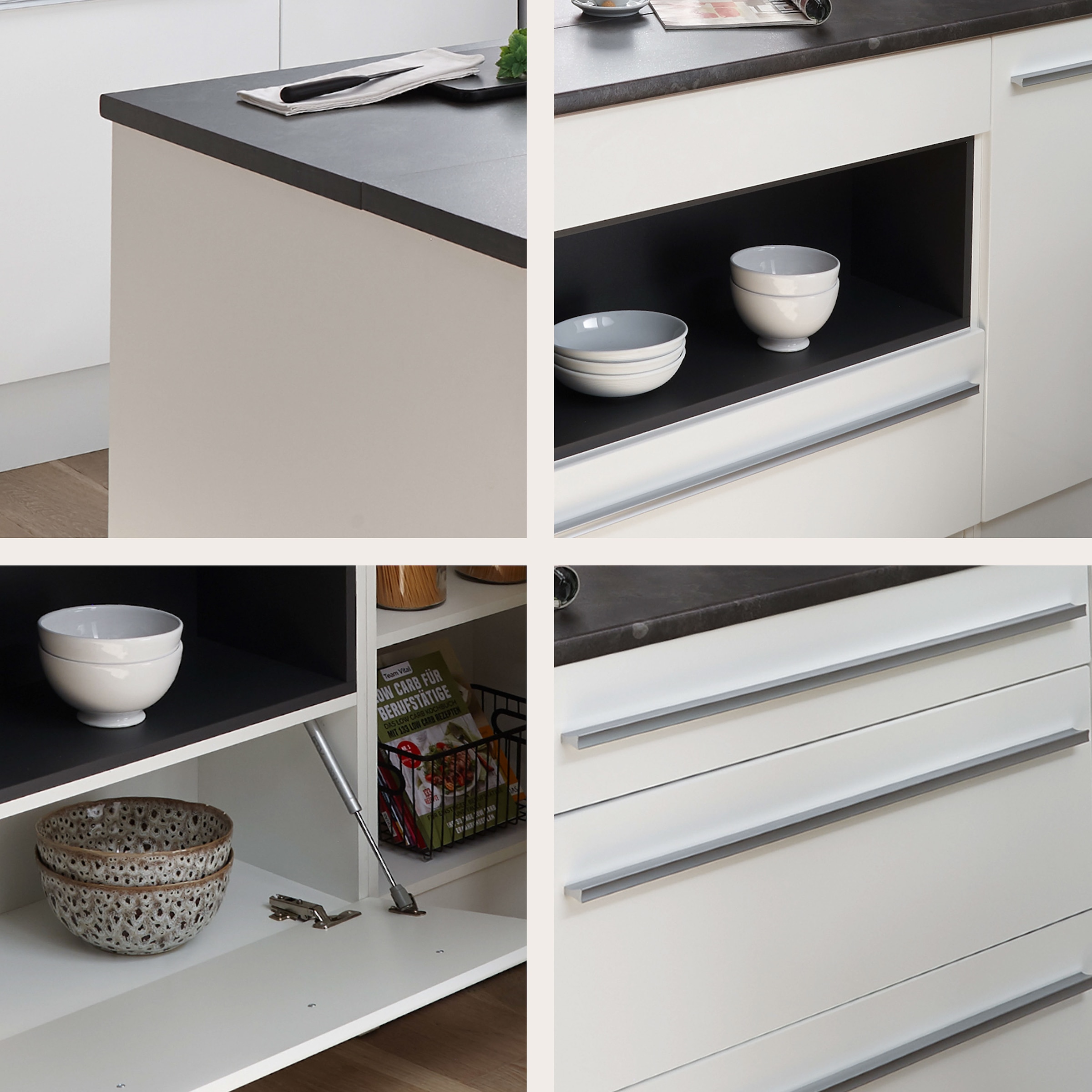 BASIC by Balculina Kücheninsel »Jazz Kücheninsel«, Breite 145 cm, Türen und Schubkästen