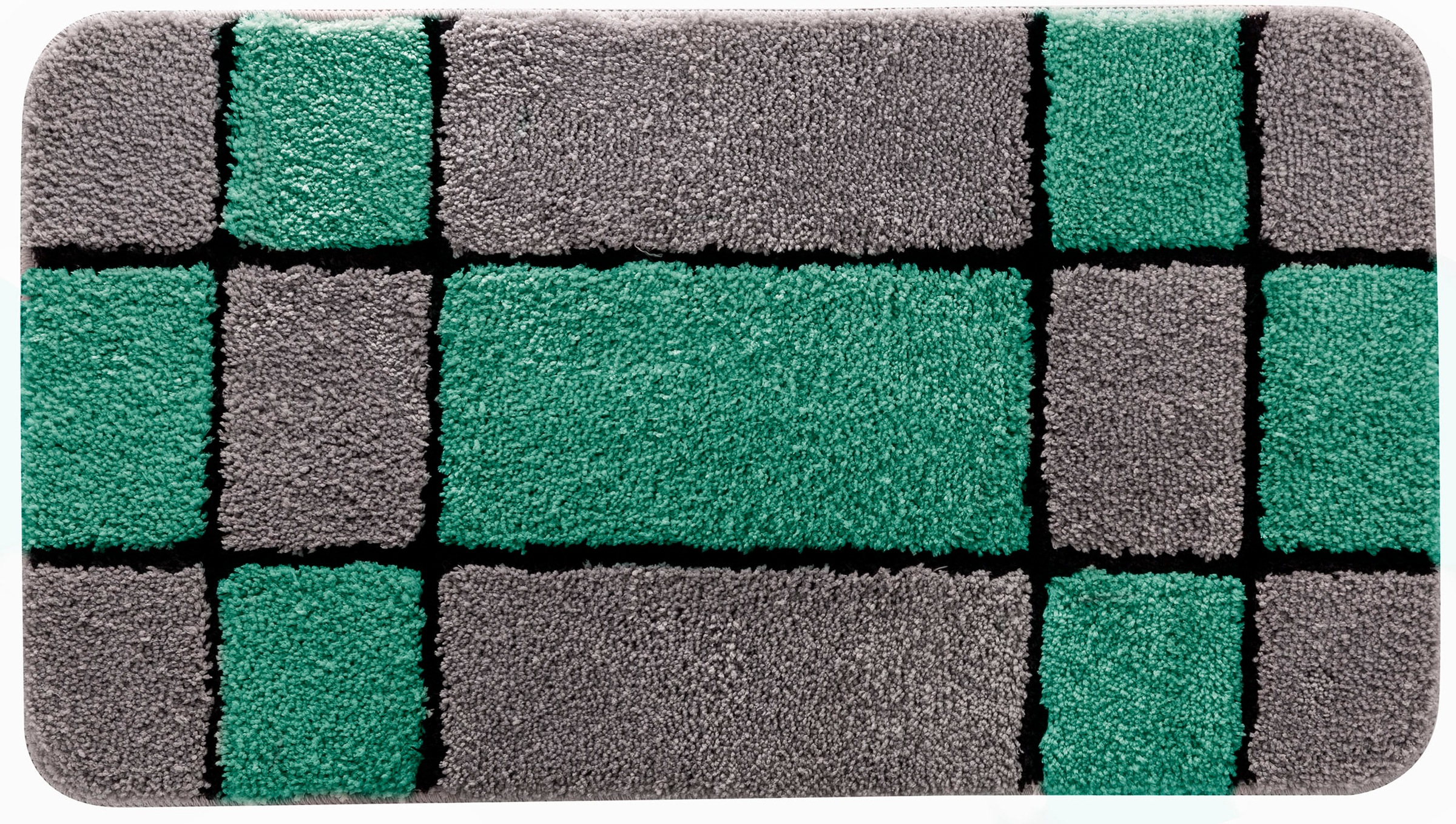 my home Badematte »Melli«, rutschhemmend beschichtet, fußbodenheizungsgeeignet, Badteppich, mit Muster, karierte Badematte