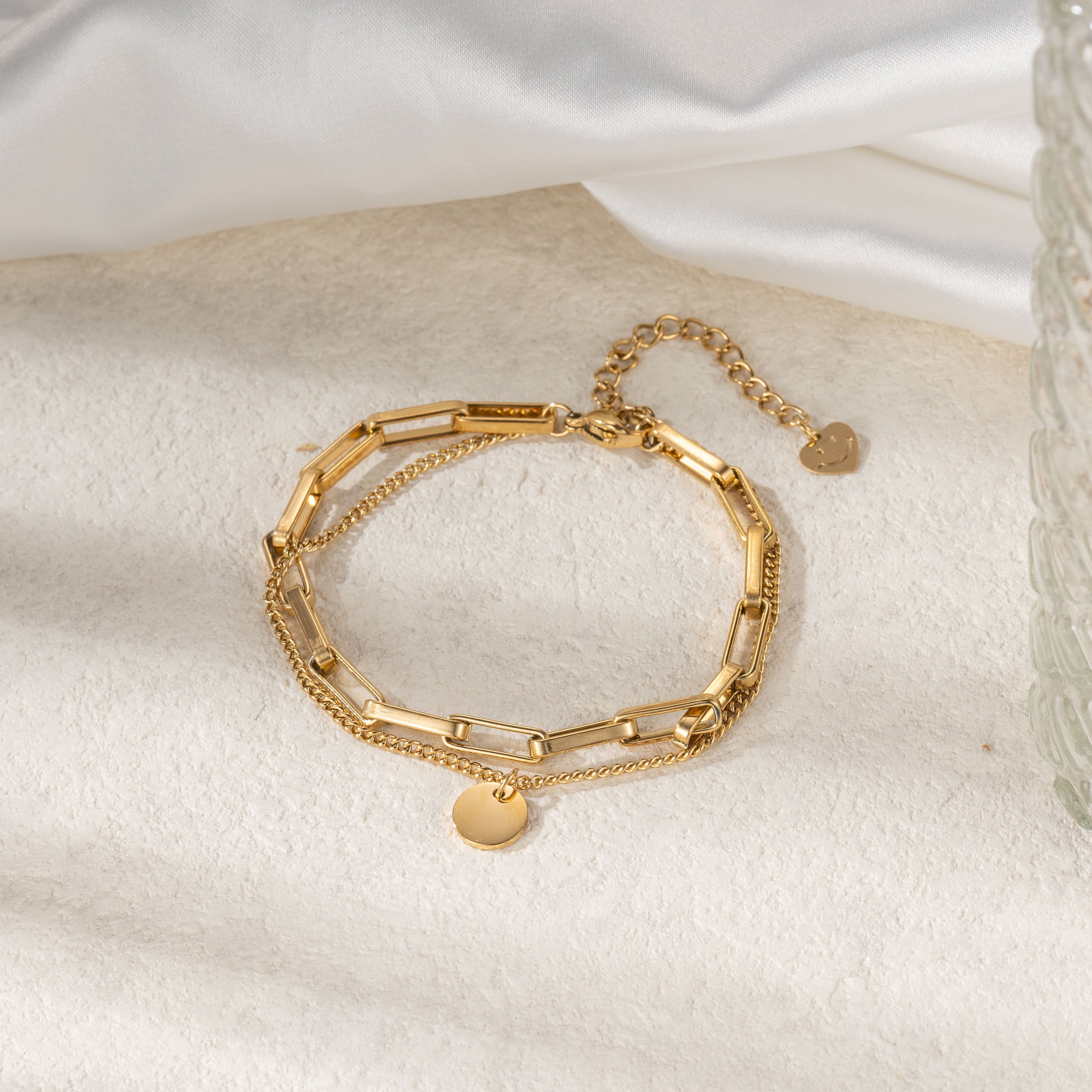 Firetti Armband »Schmuck Geschenk Edelstahl Armschmuck Ankerkettengliederung Plättchen«