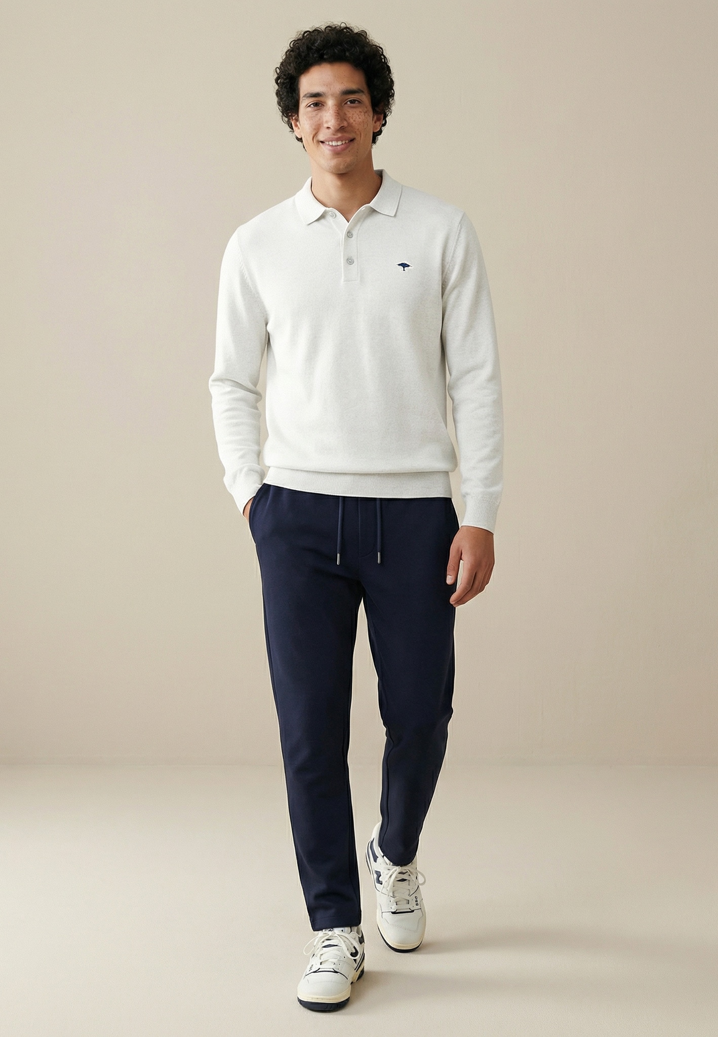 FYNCH-HATTON Strickpullover aus Baumwolle, mit Polokragen und kurzer Knopfleiste