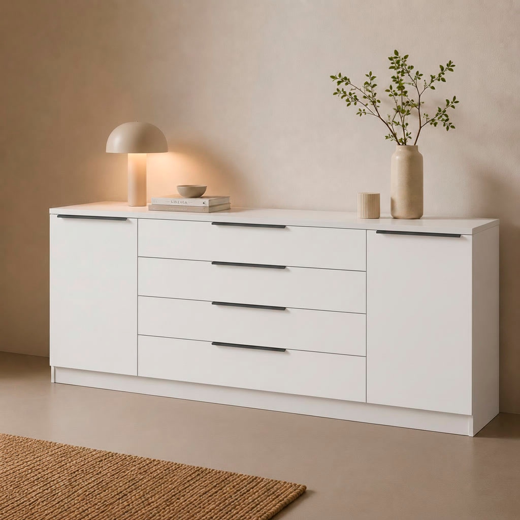 borchardt Möbel Sideboard »Tom, moderne Kommode mit Metallgriffen, 200cm breit« 2 Türen, 3 Schubfächer, Metallgriffe anthrazit
