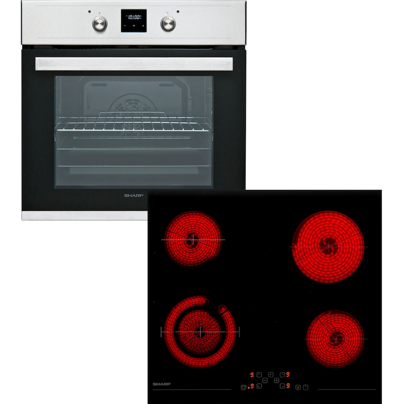 SHARP Backofen-Set »K-60D19IM1-EU« mit Timerfunktion edelstahlfarben HighLight-Glaskeramikmulde