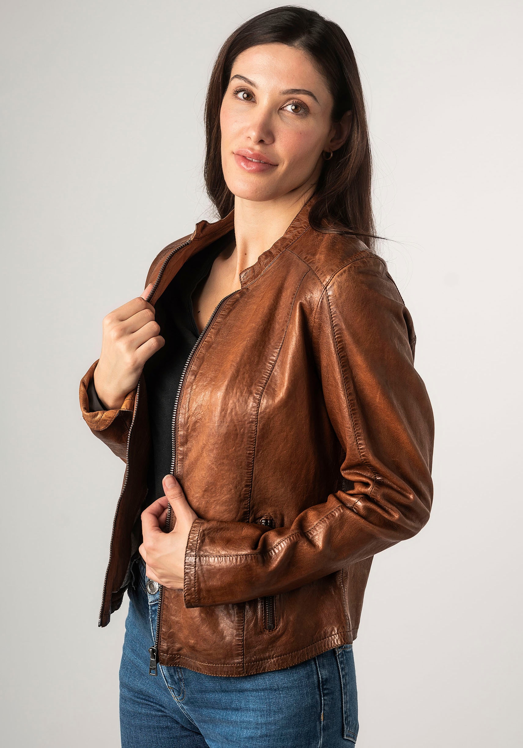 Mauritius Lederjacke »MWAndriana«, mit Stehkragen