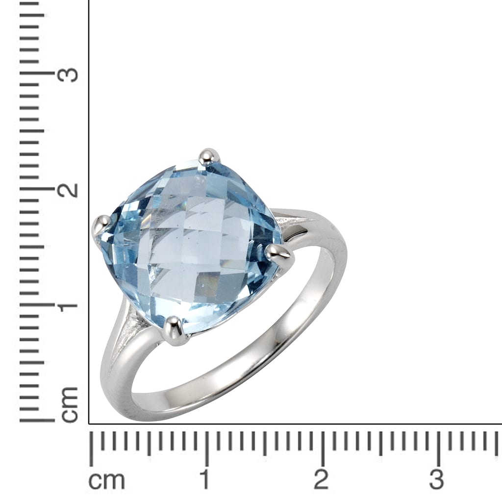 Zeeme Fingerring »Silber 925 rhodiniert mit Blautopas 12mm«