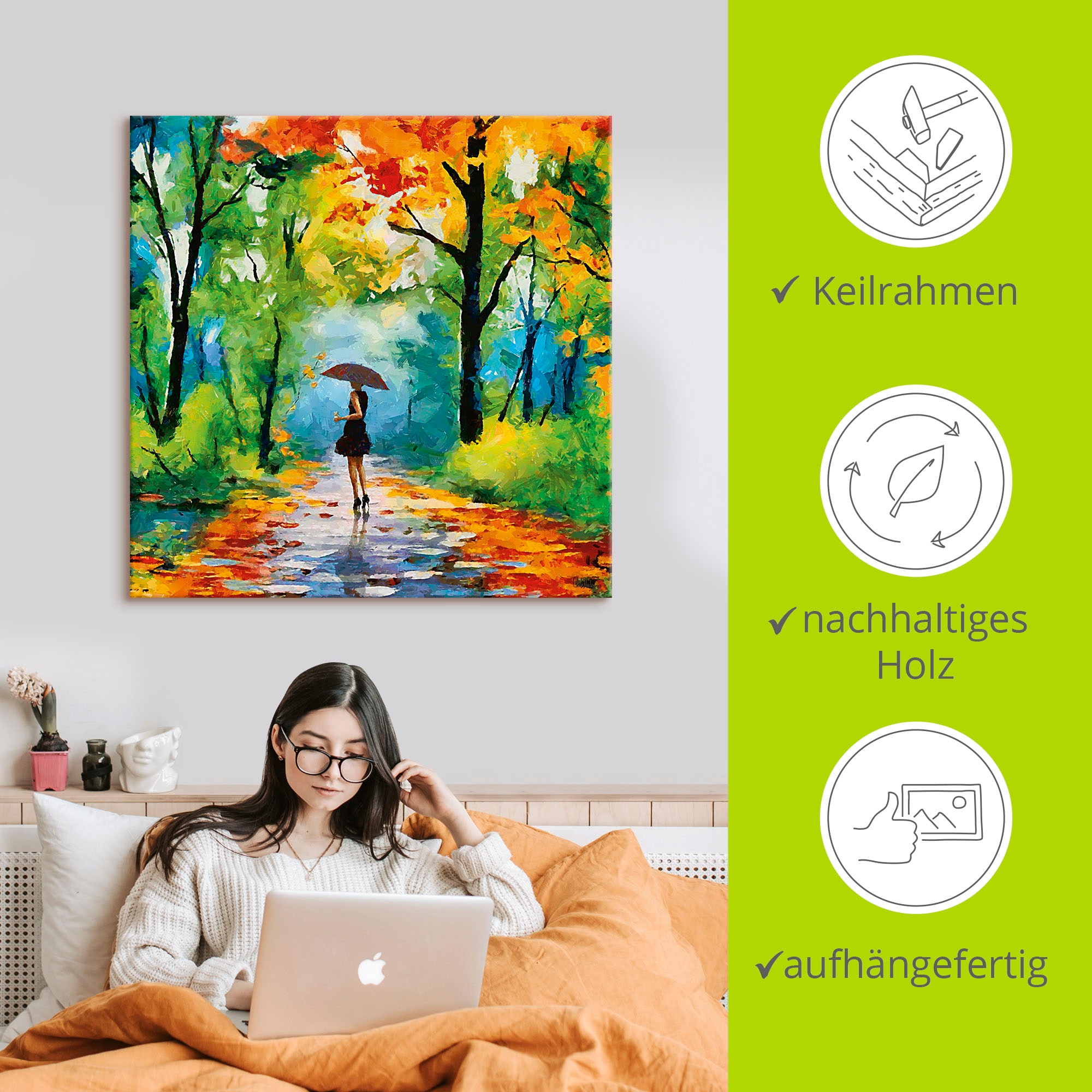 Artland Wandbild »Herbstlicher Spaziergang im Park«, Vier Jahreszeiten Bilder, (1 St.), als Alubild, Outdoorbild, Leinwandbild, Poster, Wandaufkleber