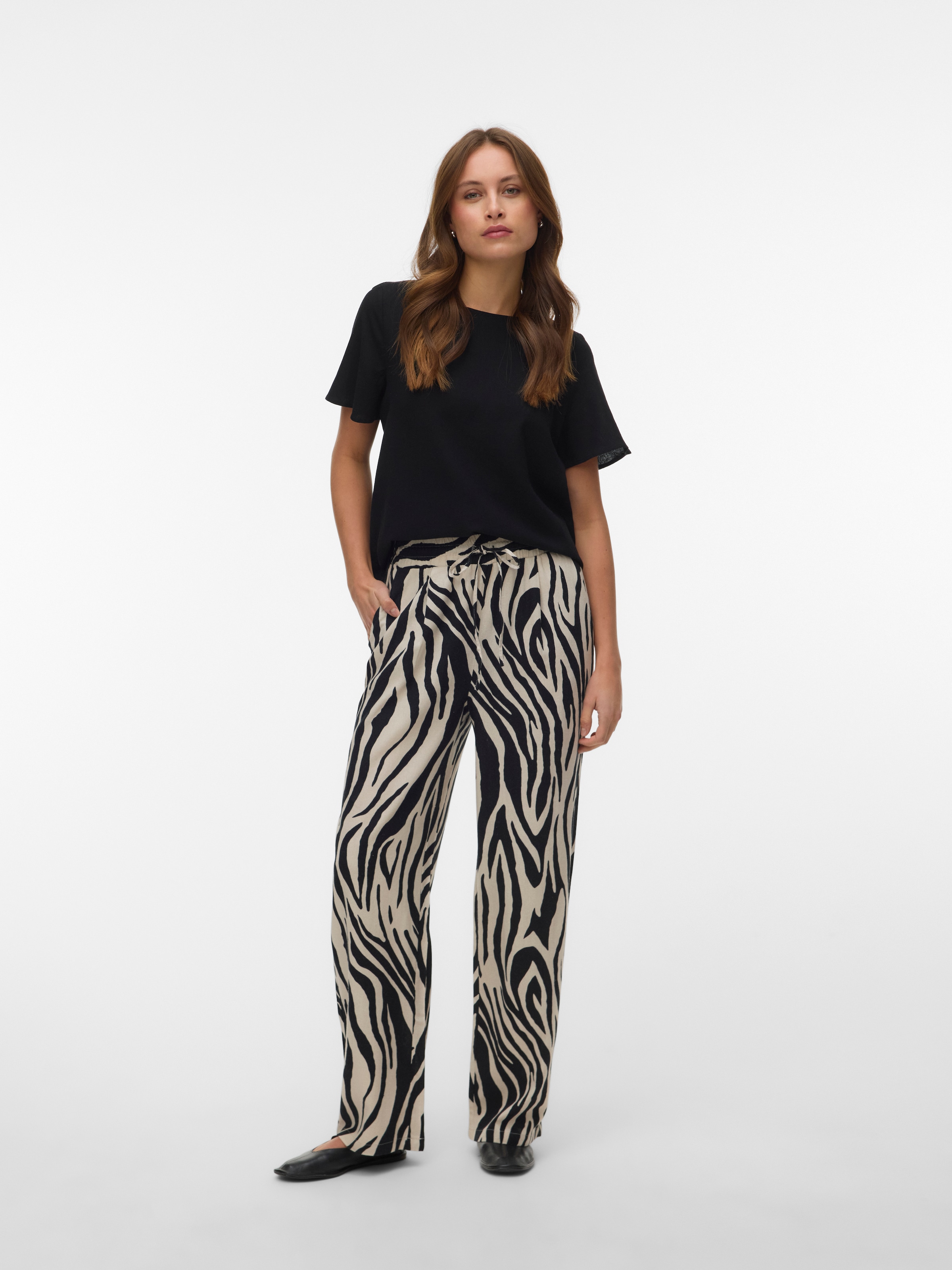 Vero Moda Blusenshirt »VMMYMILO SS O-NECK TOP WVN GA« mit Leinen