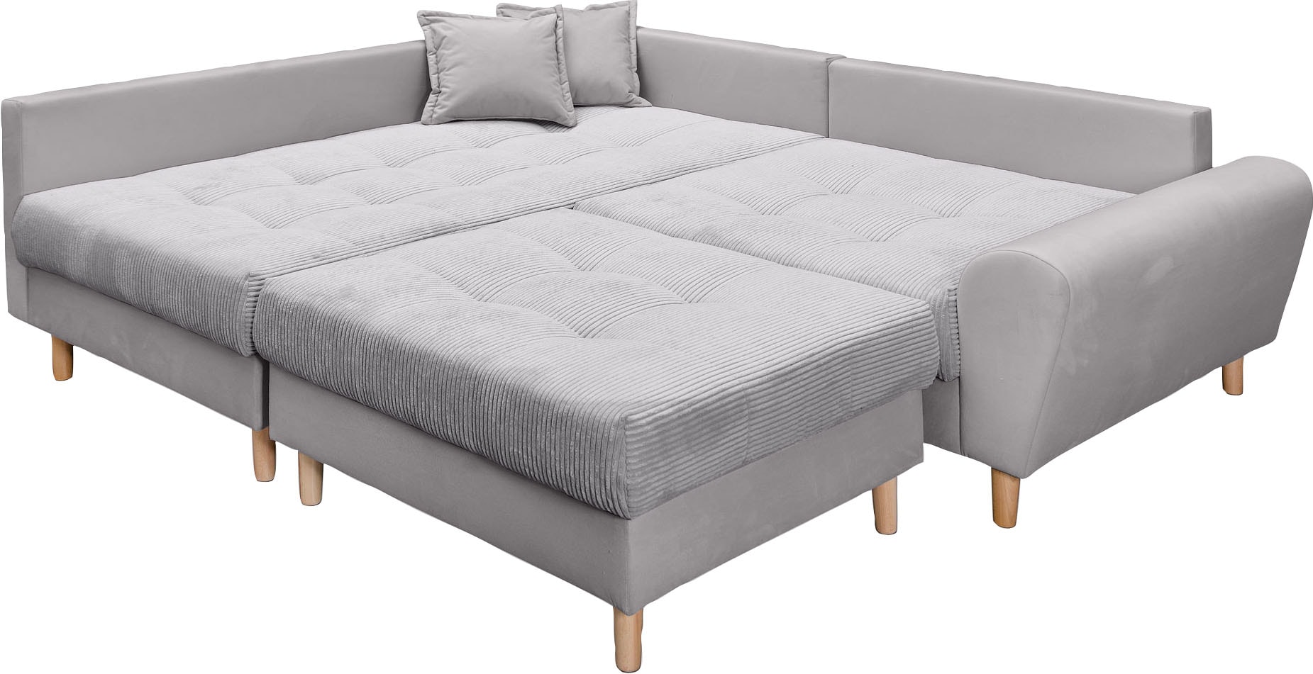 Home affaire Ecksofa »Rice L-Form inkl. Hocker«, (Set, mit Hocker), mit Bonnellfederkern, Hocker & Kissen, Ottomane beidseitig montierbar