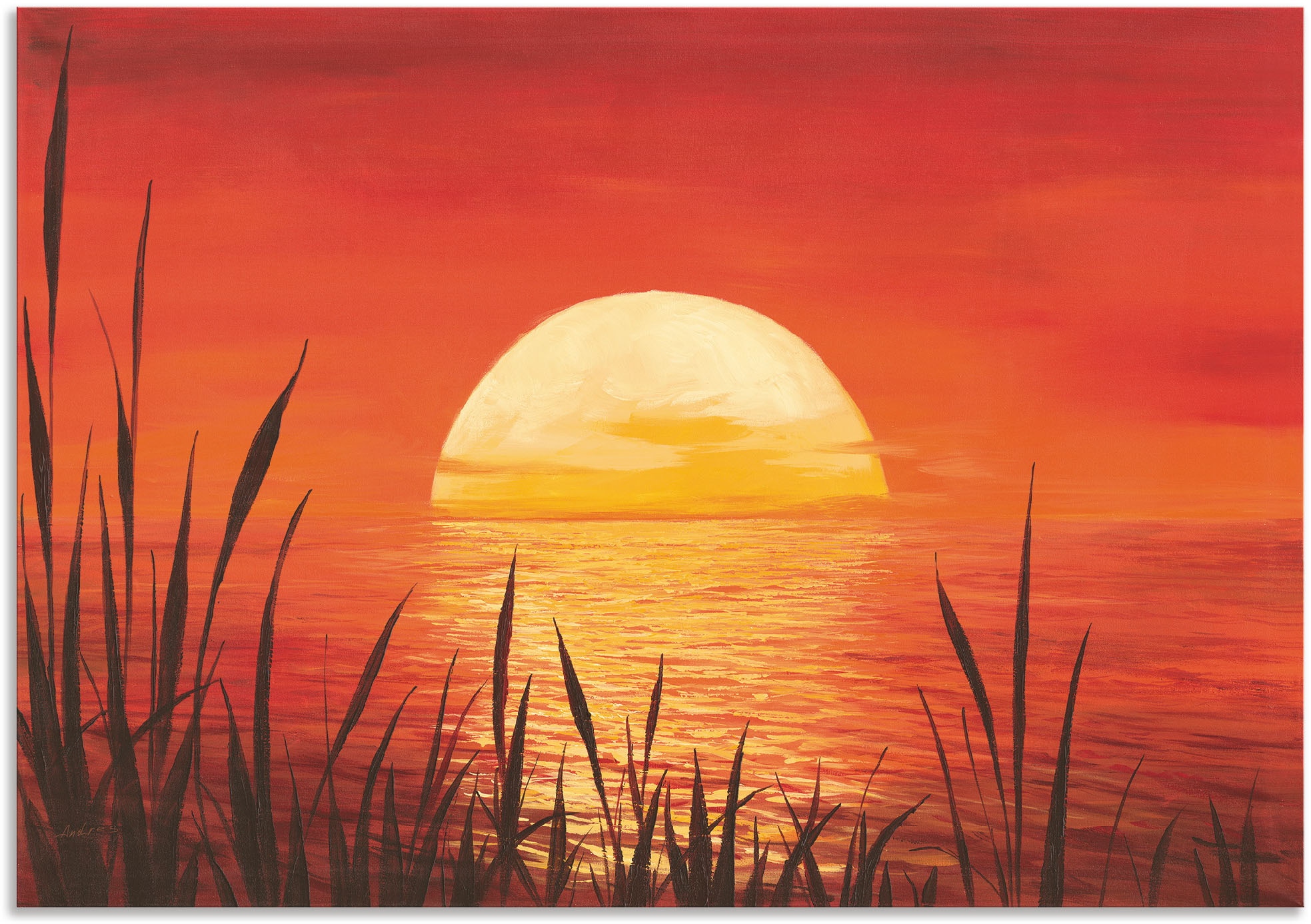 Artland Wandbild »Roter Sonnenuntergang Produktarten (1 Badezimmer vom -aufgang Ozean«, Wandtattoo online Bilder vielen Poster, Stück), geeignet am & / Wandaufkleber Sonnenuntergang Größen Outdoorbild, & für - / in Leinwandbild, Alubild kaufen auch
