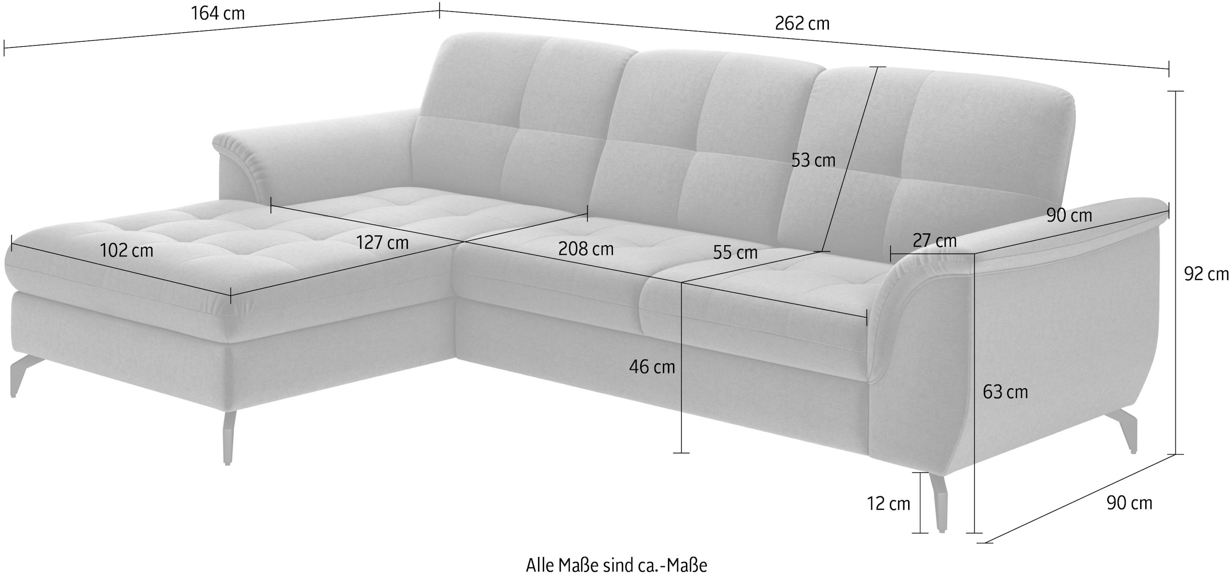 sit&more Ecksofa »Zora L-Form«, wahlweise mit Bettfunktion und Bettkasten