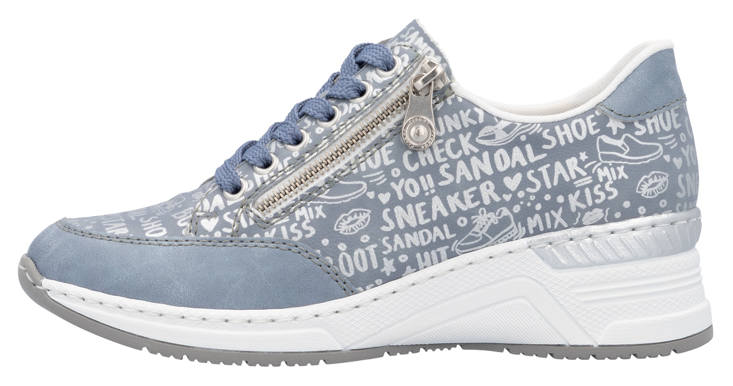 Rieker Sneaker, mit Lettern bedruckt, Freizeitschuh, Halbschuh, Schnürschuh