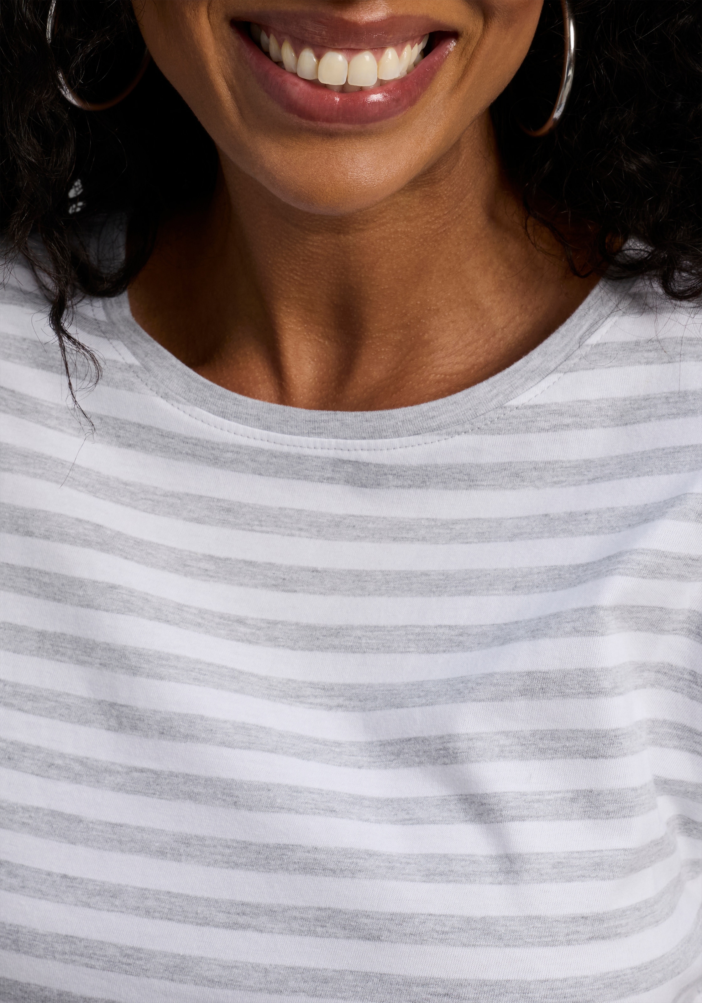 AJC T-Shirt Kurzarm,  taillierter Schnitt,  gestreift,  Rundhalsausschnitt