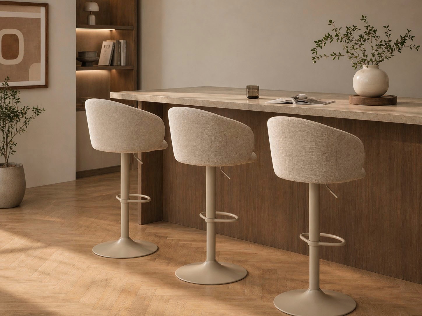 ACTONA GROUP Barhocker »Eleanor gepolstert - drehbar & höhenverstellbar, moderne« 1 Stk. tlg. Bequemer Barstuhl mit Fußstütze und Drehfunktion im Scandi Stil