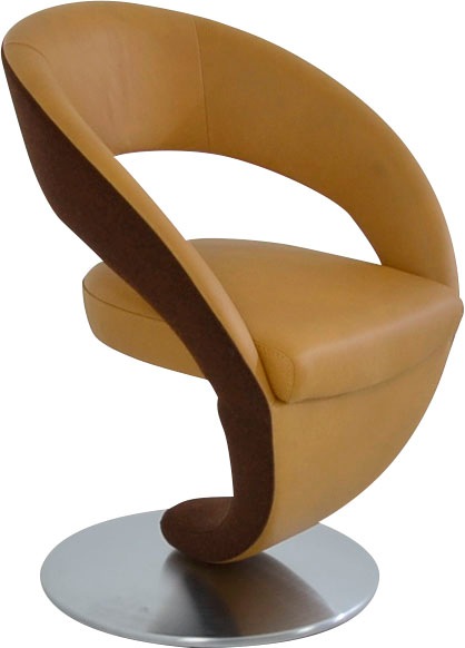 K+W Komfort & Wohnen Drehstuhl »Wave«, Leder CLOUD-Lodenstoff, Design-Drehstuhl, Drehteller in Metall edelstahloptik, Farbkombination