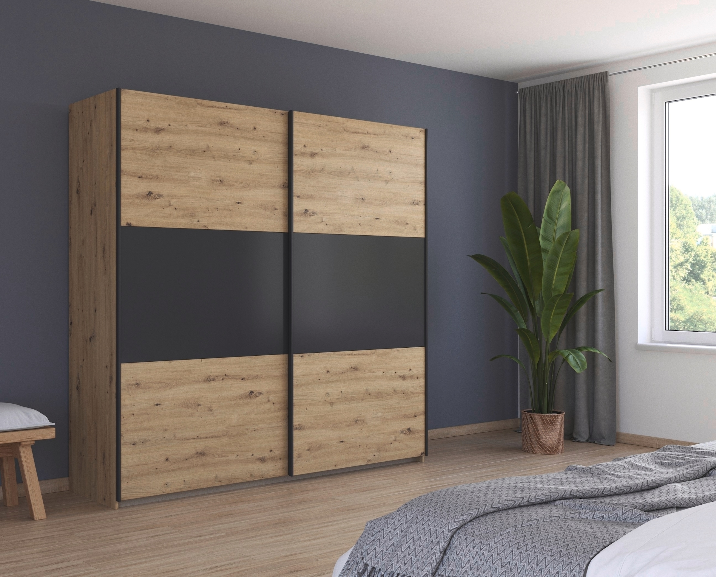 rauch Schwebetürenschrank »Kleiderschrank Schrank Garderobe Garderobenschrank Wäscheschrank NEO«, (in 3 verschiedenen Ausstattungen BASIC/CLASSIC/PREMIUM), mit großzügigem Stauraum und vielfältigen Farbkombinationen