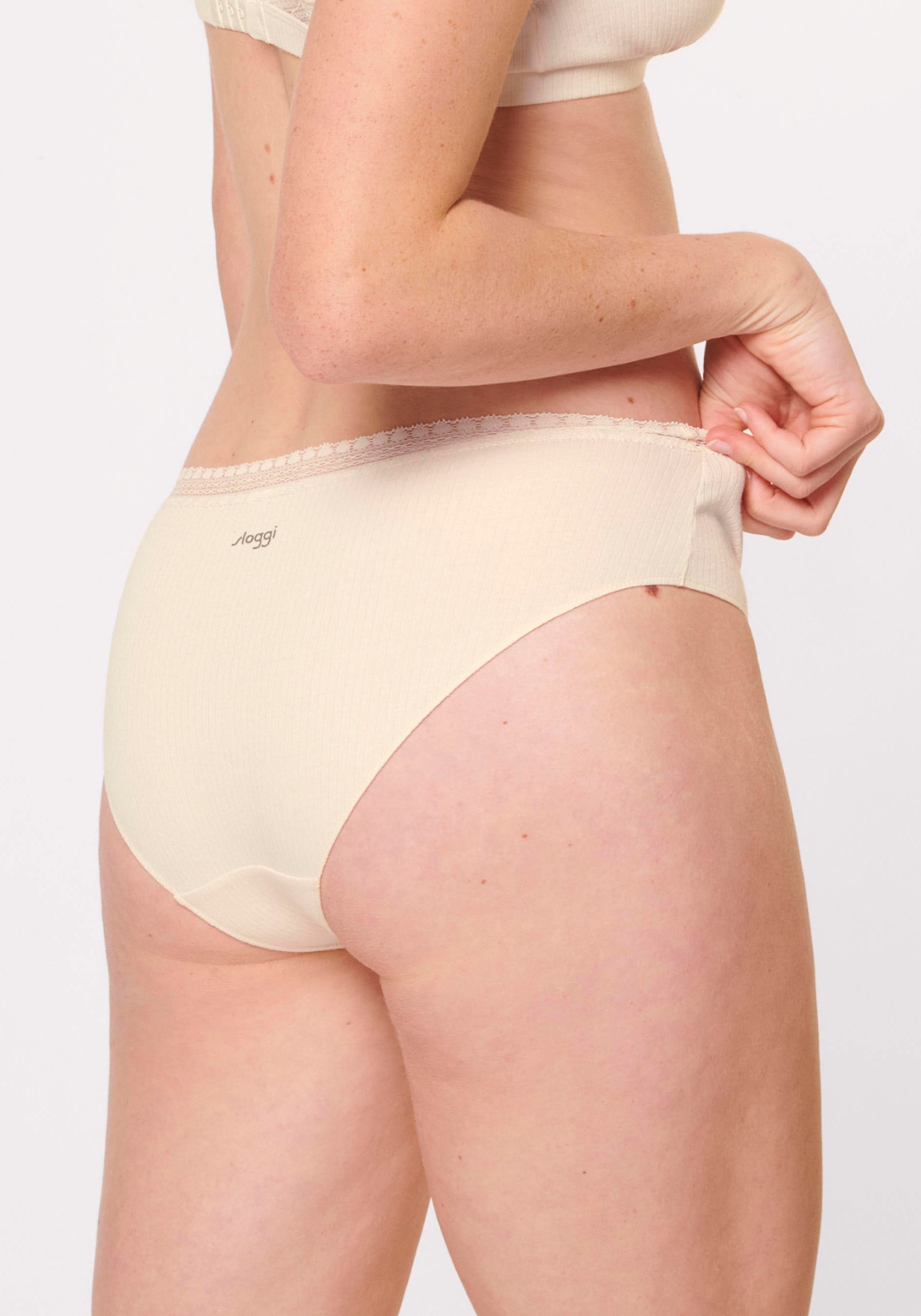 sloggi Hipster »GO Ribbed« 2er Pack,  Feinripp, Stretch-Spitze, Baumwollmix, bequem, elastisch, weich