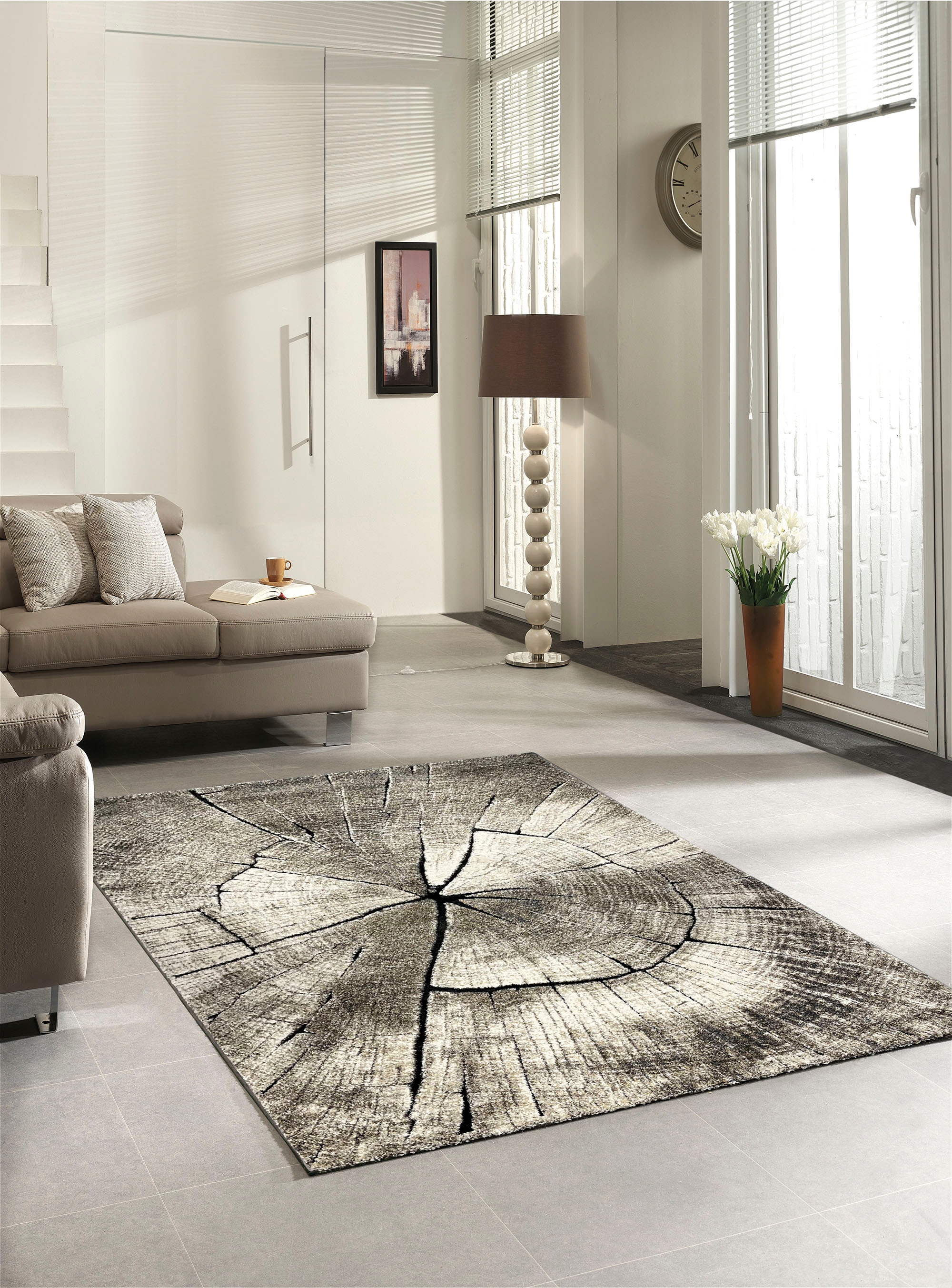 merinos Teppich »Ibiza 605«, rechteckig, Wohnzimmer, Baumstamm Motiv, Holz  Optik bequem und schnell bestellen