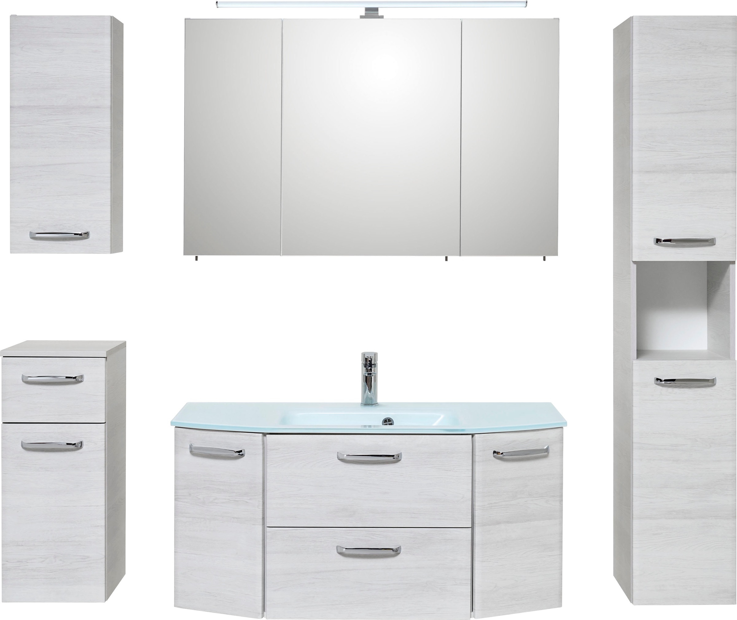 Saphir Badmöbel-Set »Quickset 936 5-teilig, mit Glaswaschbecken und LED-Spi günstig online kaufen