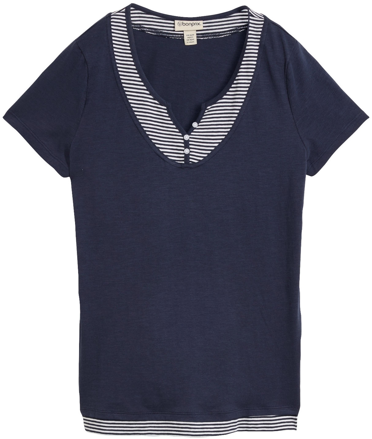 bonprix 2-in-1-Shirt bequeme Passform, Kurzarm, für den Alltag, aus Baumwolle