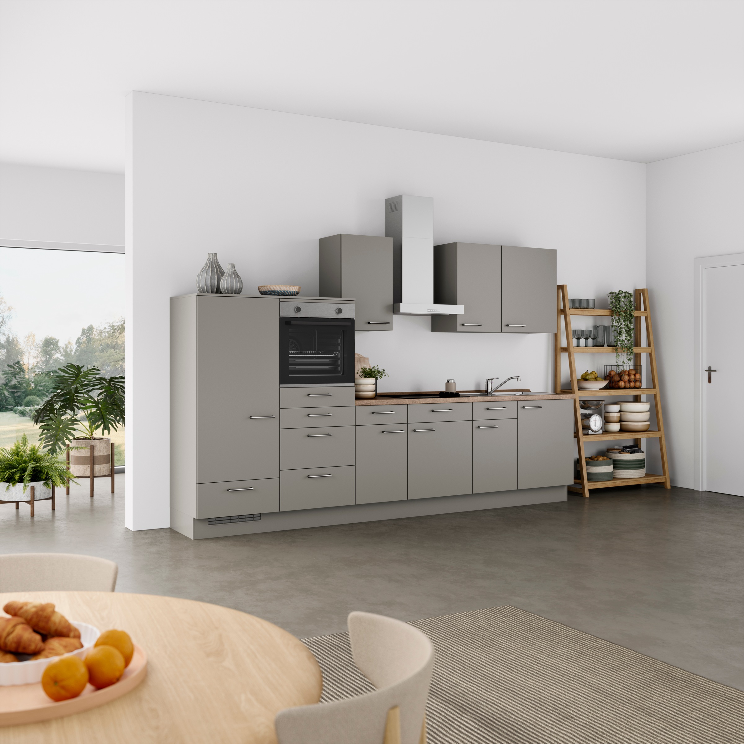 nobilia® Küchenzeile »"Laser I"«, vormontiert, Ausrichtung wählbar, Breite 330 cm, wahlw. mit E-Geräten