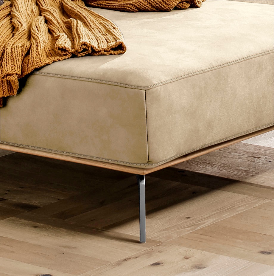W.SCHILLIG Ecksofa »run, Designsofa mit tollem Sitzkomfort, bequem, L-Form«, mit elegantem Holzsockel, Füße in Chrom glänzend, Breite 319 cm