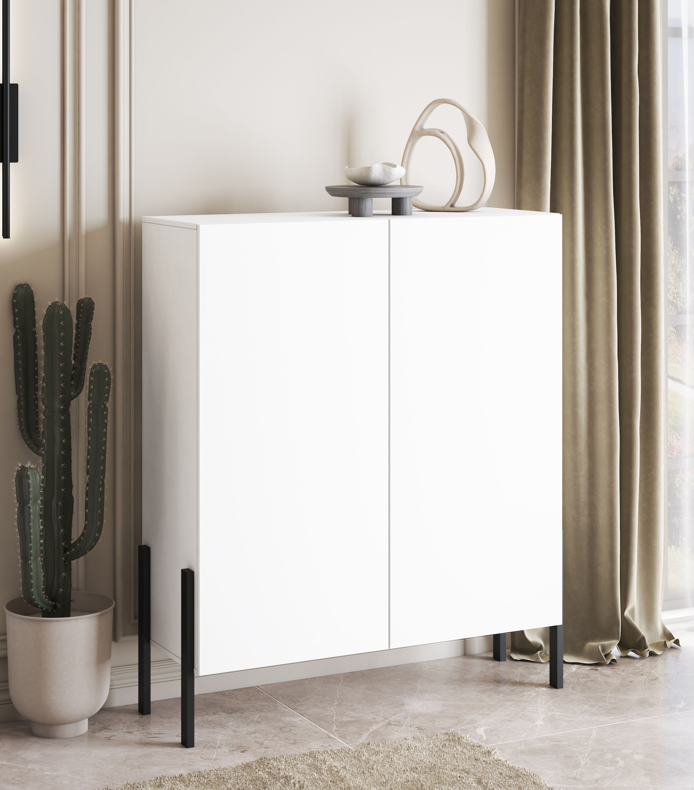 INOSIGN Kommode »Jukon, Breite 110 cm, moderne grifflose Hochschrank, 2Türen«, Highboard mit viel Stauraum, push-to-open-Funktion