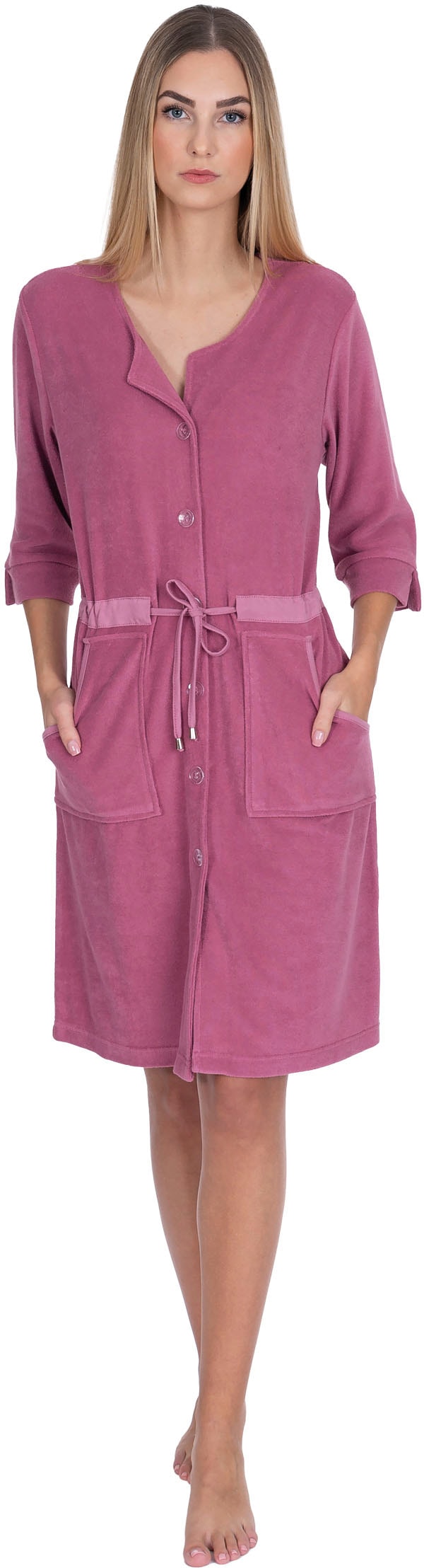 Wewo fashion Damenbademantel »045«, (1 St.), Badekleid, mit Knöpfen, 3/4 Arm,  kurz bequem und schnell bestellen
