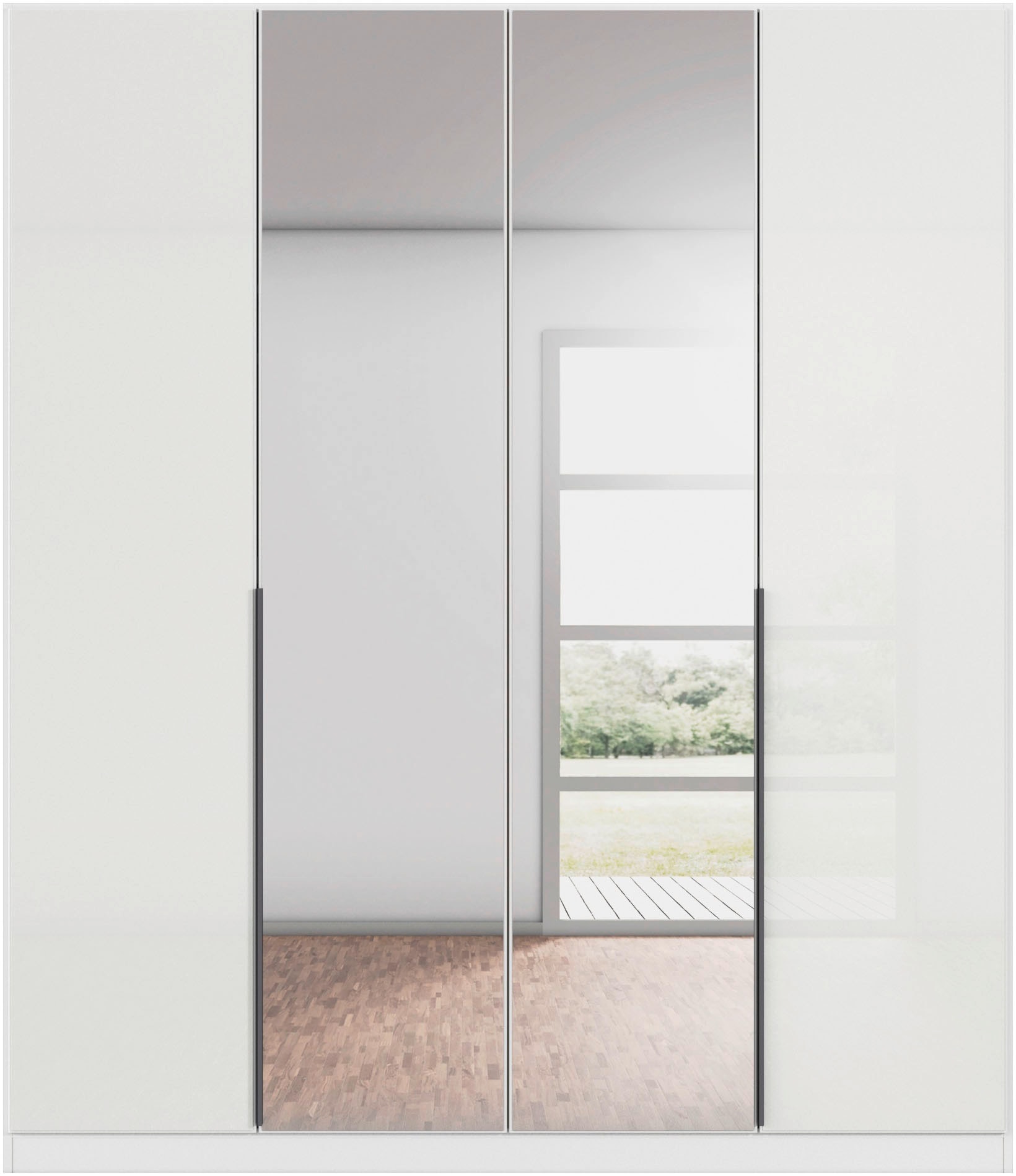 rauch Drehtürenschrank »Kleiderschrank Kleiderschränke Schrank Garderobe AGORDO mit Glasfront«, (in zwei Griff-Farben), durchdachte Innenausstattung, in 6 Breiten und 2 Höhen MADE IN GERMANY