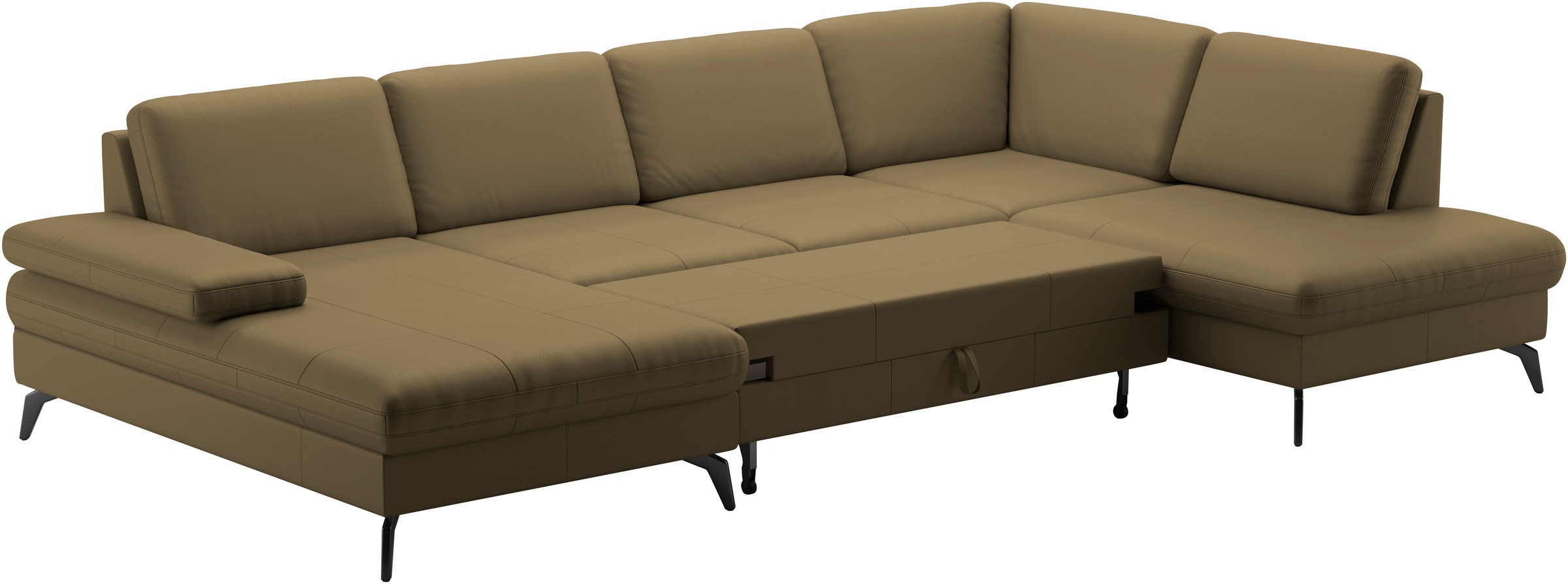 sit&more Wohnlandschaft »Morris U-Form, inkl. Sitztiefenverstellung«, wahlweise mit Armteilverstellung, Bettfunktion & Bettkasten