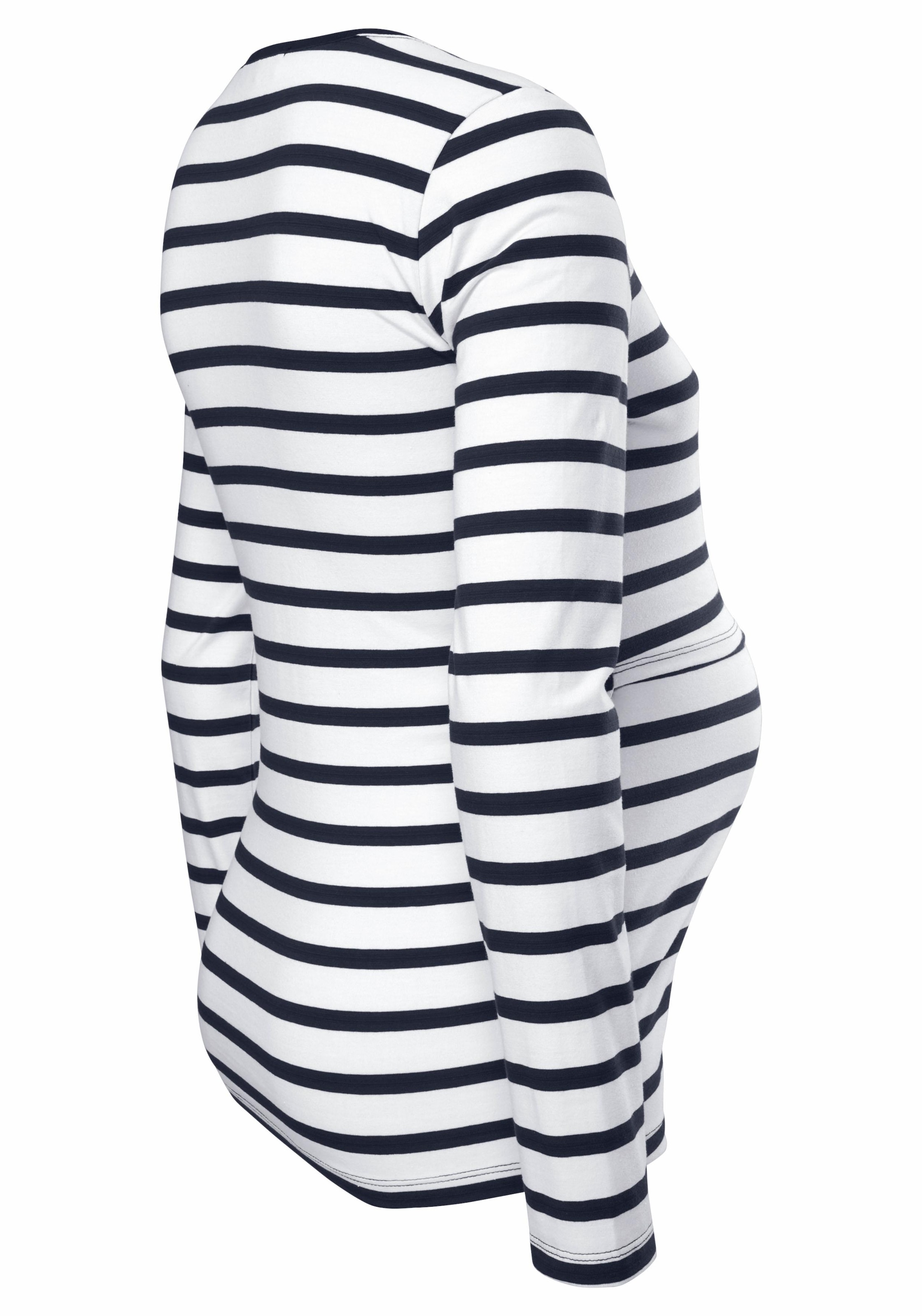 Neun Monate Umstandsshirt », 2er Pack Shirts für Schwangerschaft und Stillzeit« Packung, 2 Stk. tlg. Langarm,  figurbetont,  unifarben oder geringelt