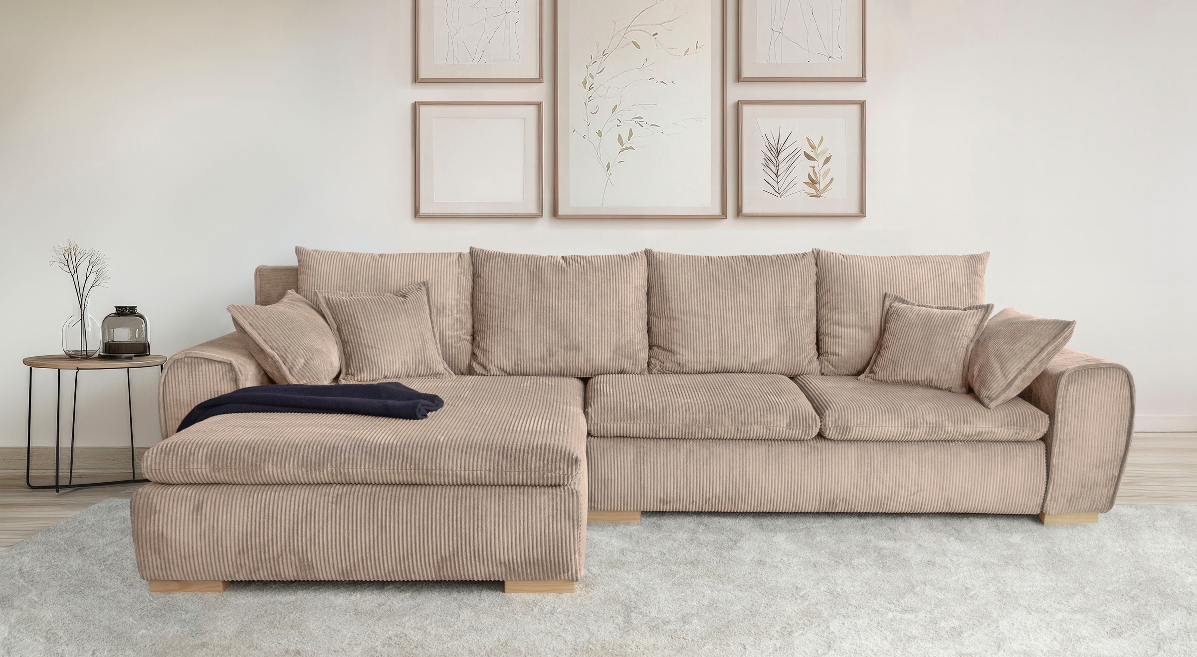 Home affaire Ecksofa »Katja L-Form«, Cord Bezug, inkl. Schlaffunktion und S günstig online kaufen