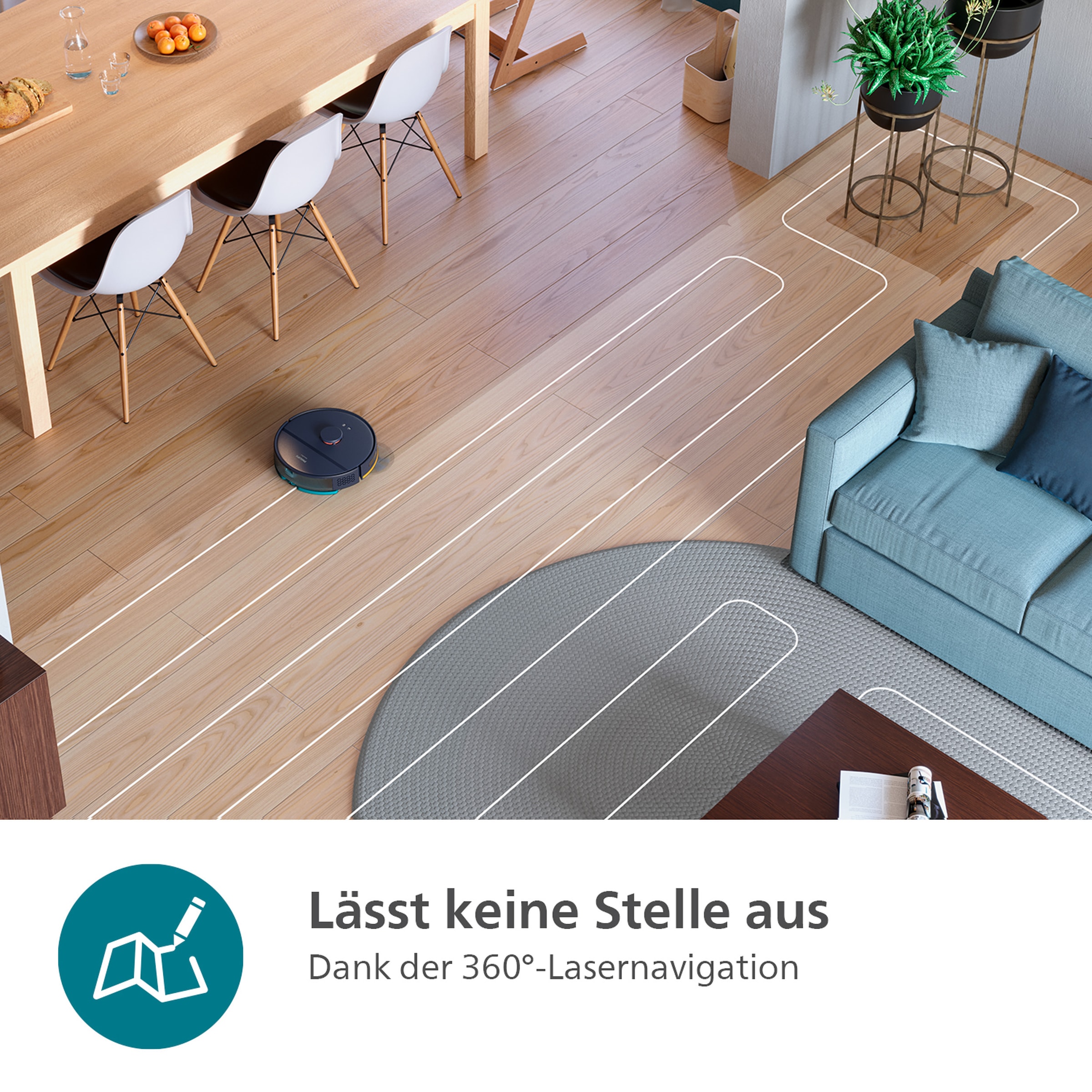 Philips Nass-Trocken-Saugroboter »XU2100/10 2000 Series, mit Teppich-Boost Funktion«, LDS-Radarnavigationssystem, HomeRun App, inkl. Entleerungsstation