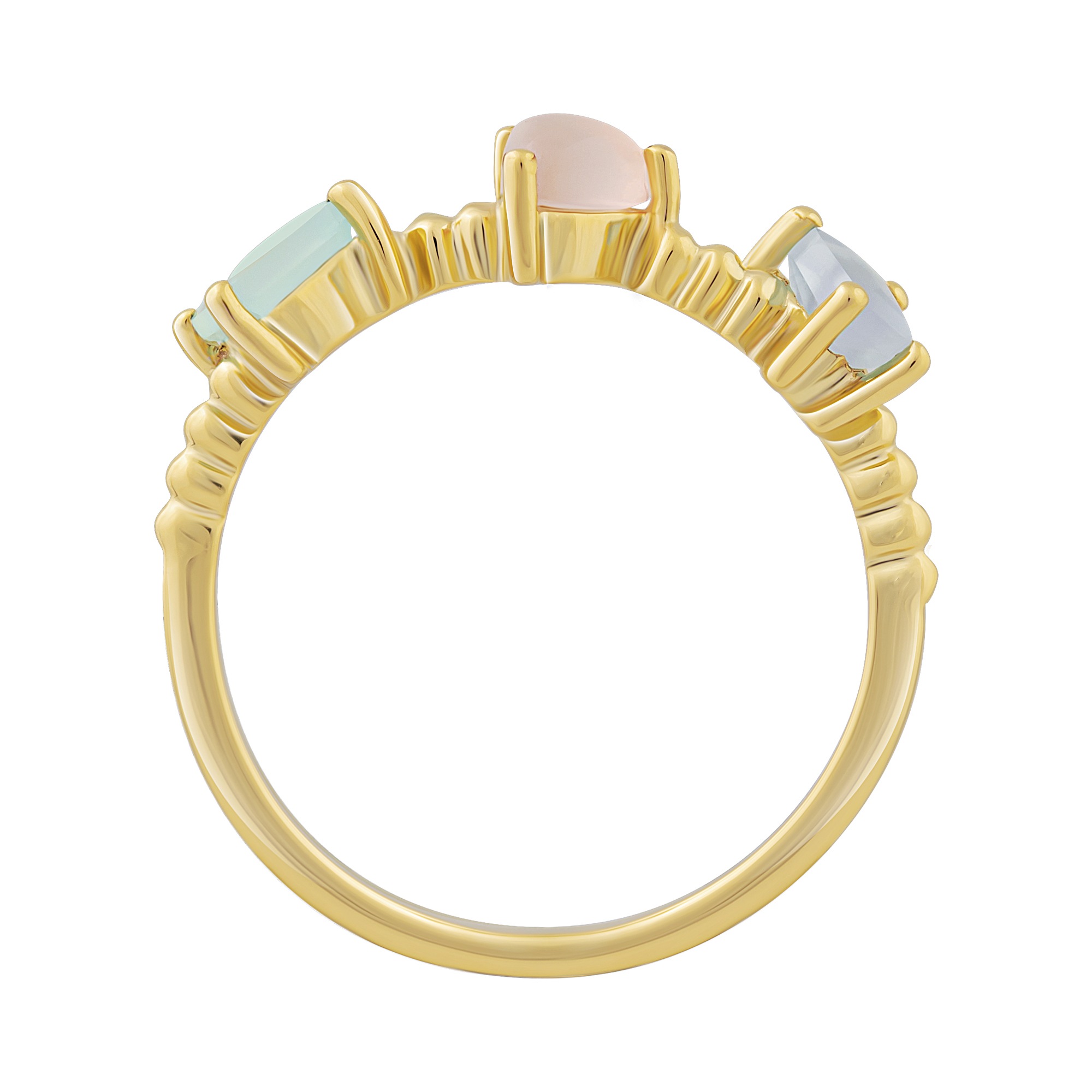 CAÏ Fingerring »925 Silber vergoldet Echtstein Pastell«