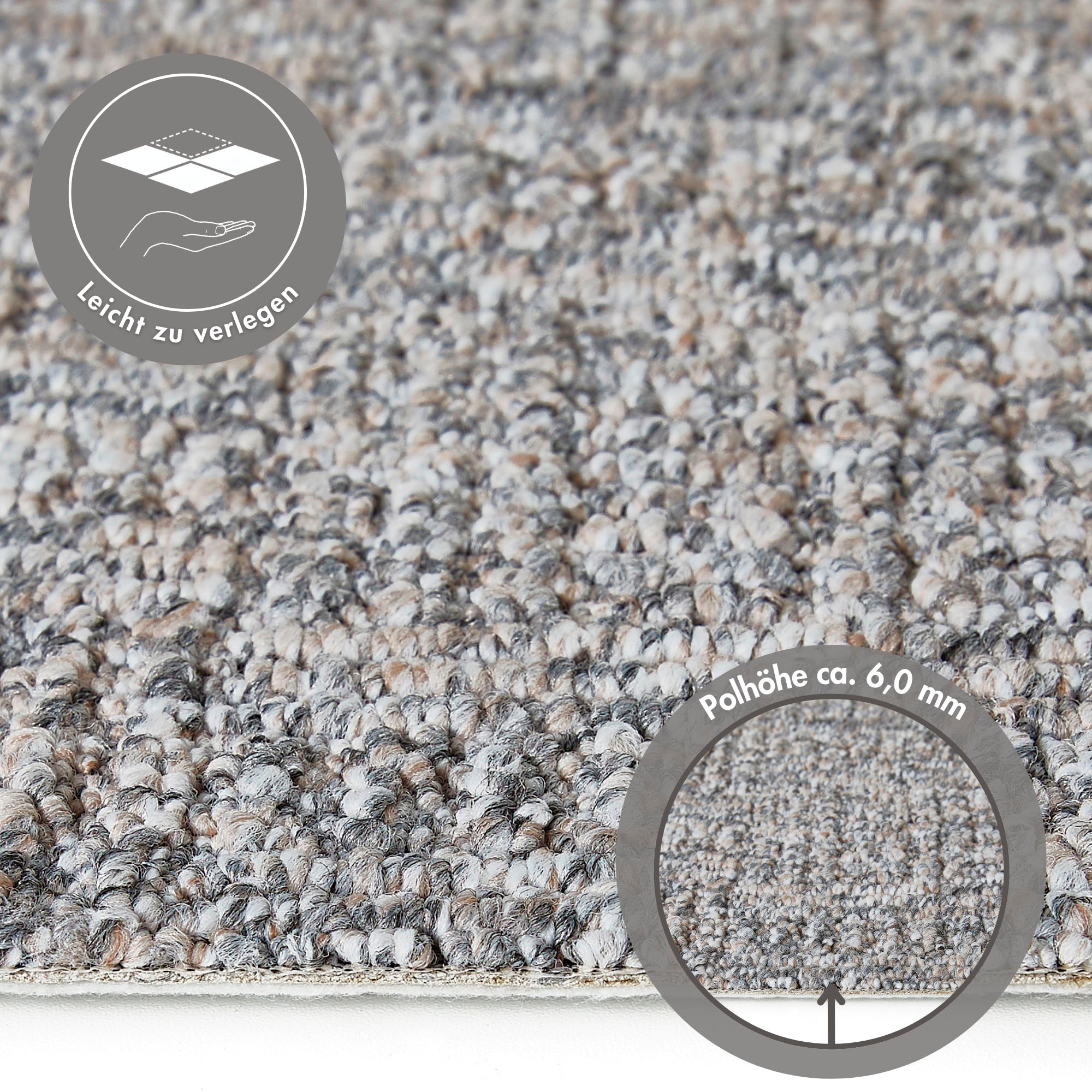 Andiamo Teppichboden »Patras, Strukturschlinge, Made in Netherlands«, rechteckig, 0,85 mm Höhe, meliert, Breite 400 cm oder 500 cm, strapazierfähig & robust