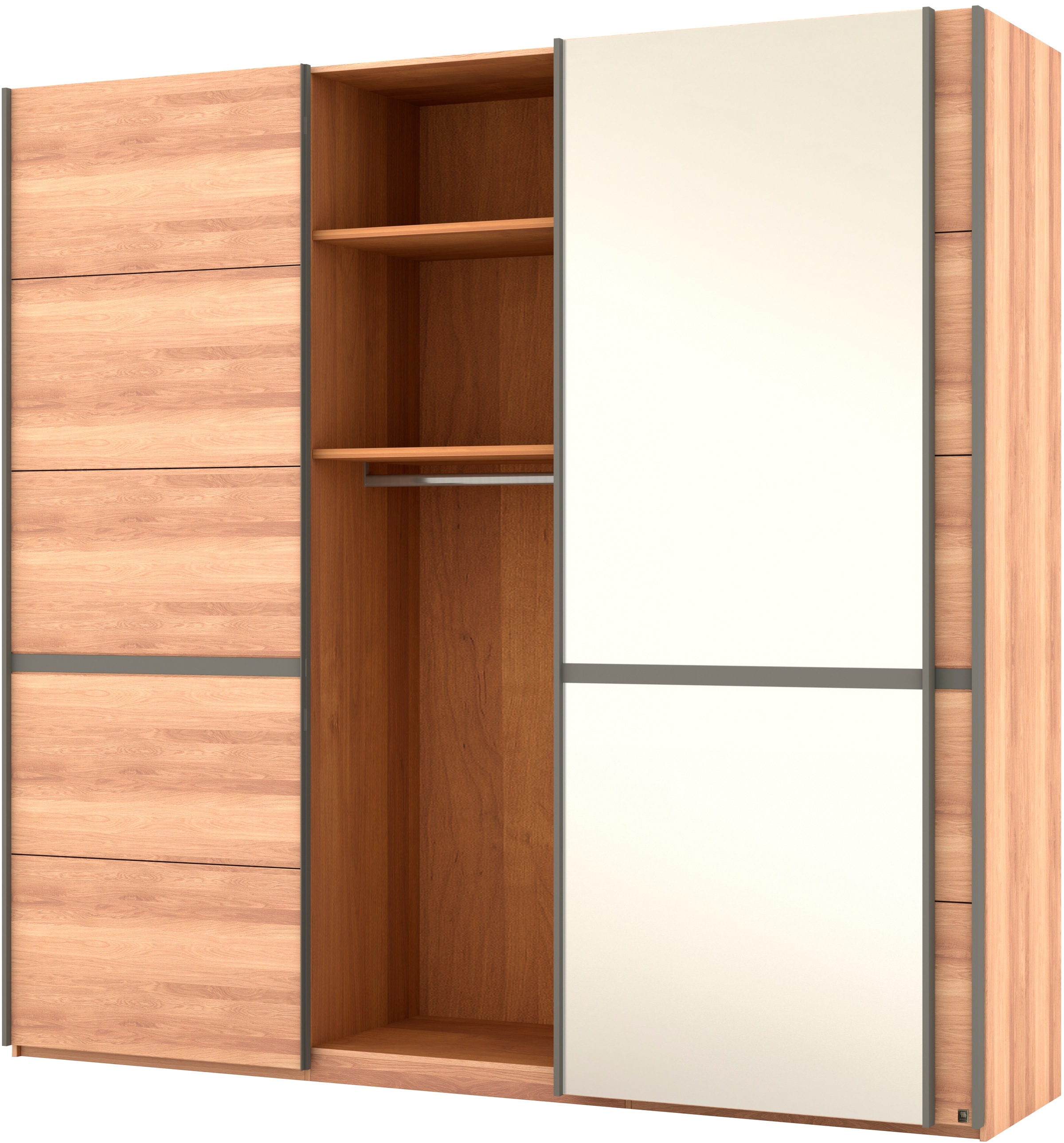 Musterring Schwebetürenschrank »Sorrent, Kleiderschrank, Schrank, Schiebetüren«, (Teilmassiv Eiche, MADE IN GERMANY), Türen in Eiche massiv mit Kassetten-Optik, verschiedene Maße verfügbar
