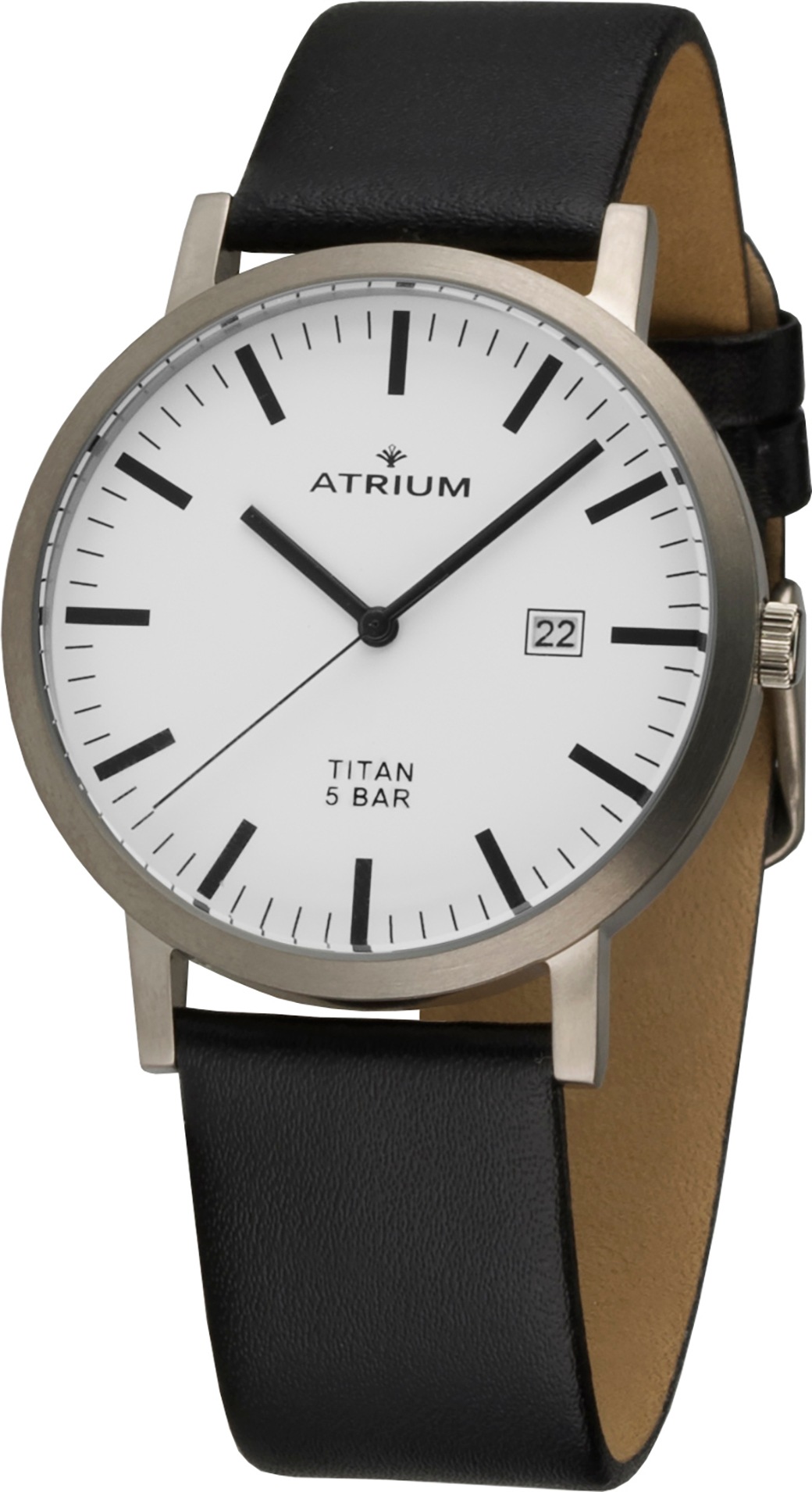 ATRIUM Quarzuhr Armbanduhr, Herrenuhr, Lederarmband, analog schwarz Stilvolle Armbanduhr