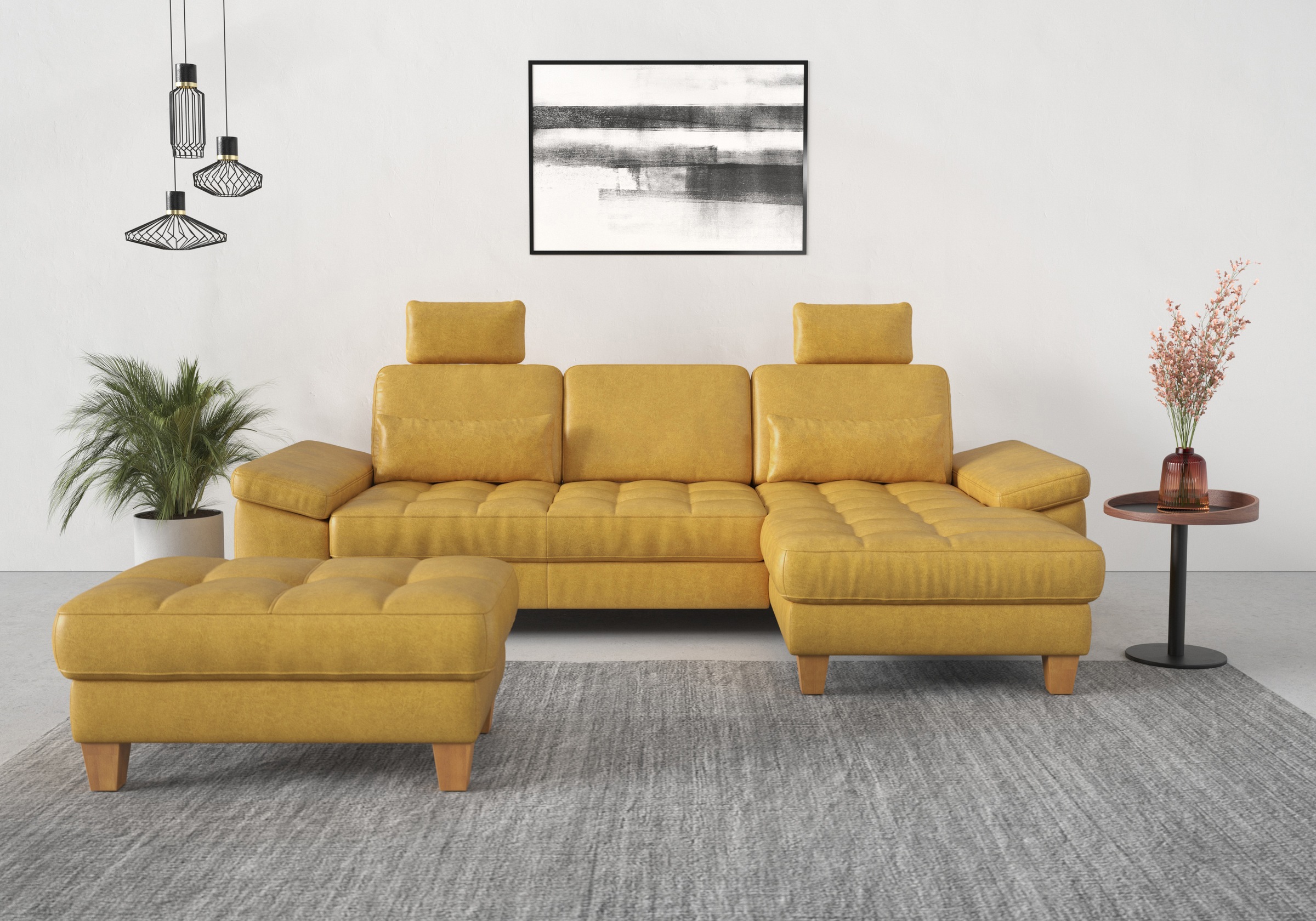 sit&more Ecksofa »Westham L-Form«, mit Recamiere, mit oder ohne Bettfunktion, Bettkasten, Füße Eiche