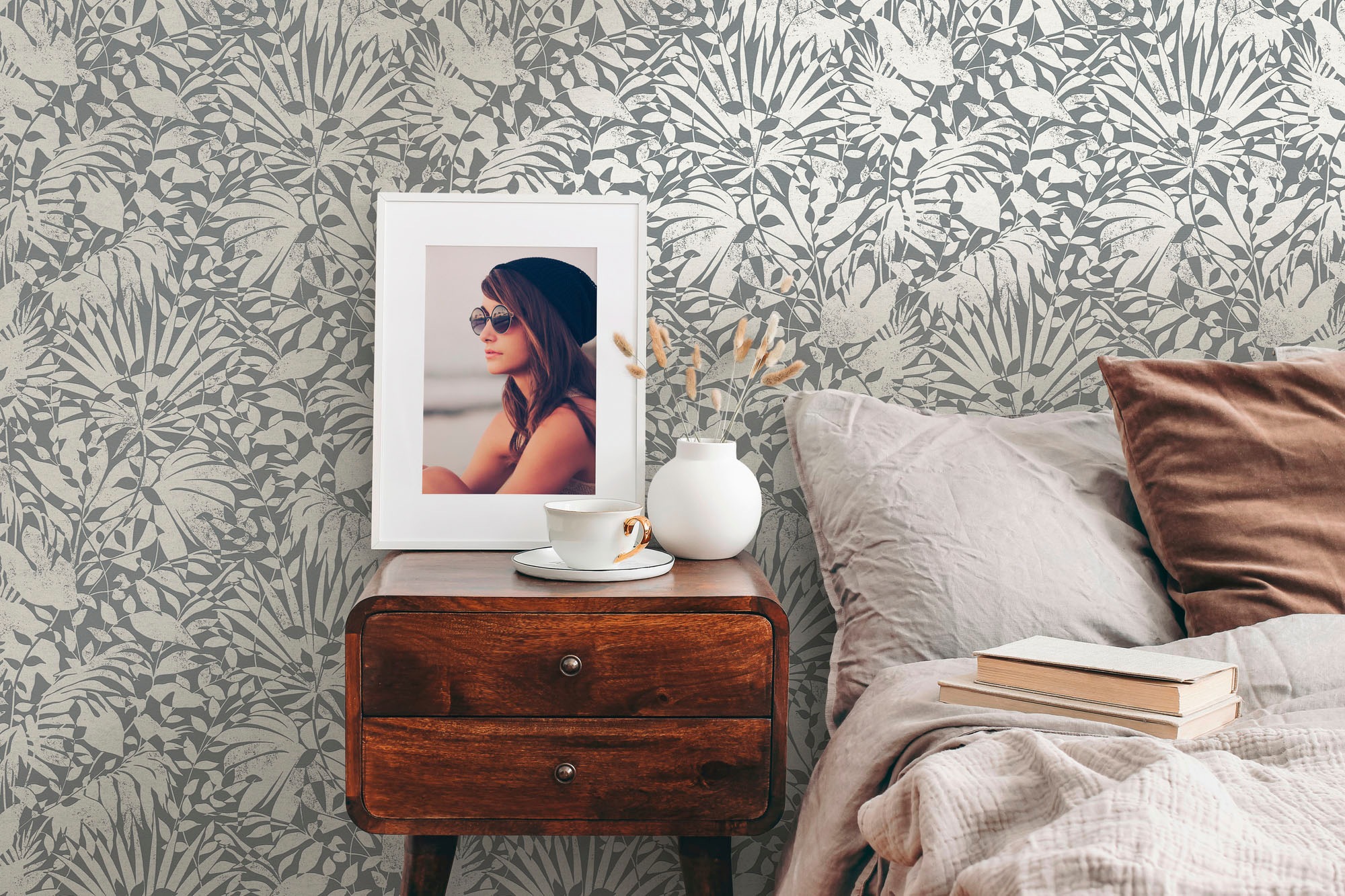 A.S. Création Vliestapete »THE BOS Floral Blätter« abstrakt | glänzend | organisch strukturiert Florale Tapete Tapete Floral Tapeten Wohnzimmer Schlafzimmer Küche