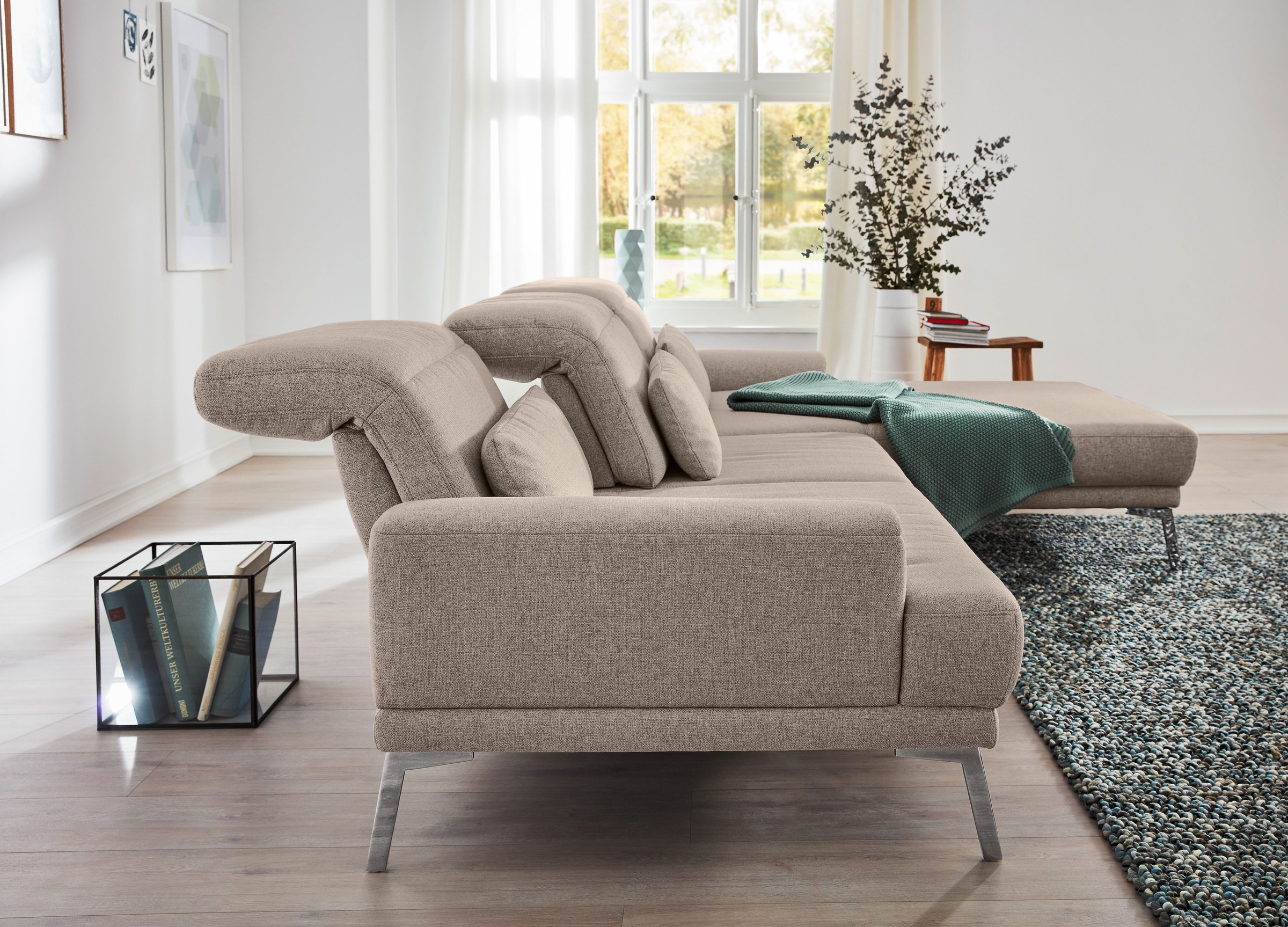 Musterring Ecksofa »MR 4580«, mit Kopf- und Sitztiefenverstellung, Metallfuß chrom, 288 x 193/220cm