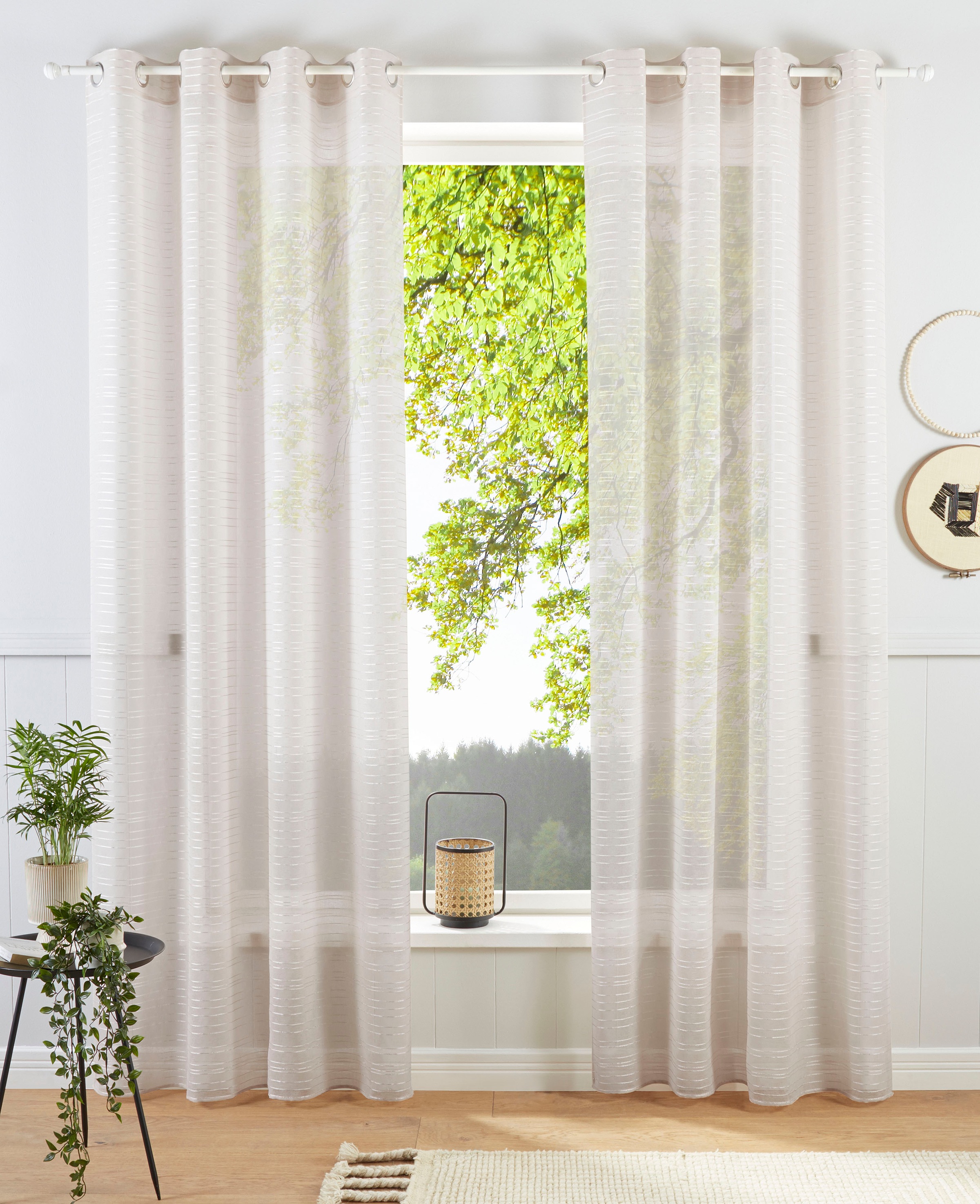 Bruno Banani Gardine »Linus« Ösen 1 Stk. tlg. 1 Schal, eingewebte Querstrei günstig online kaufen