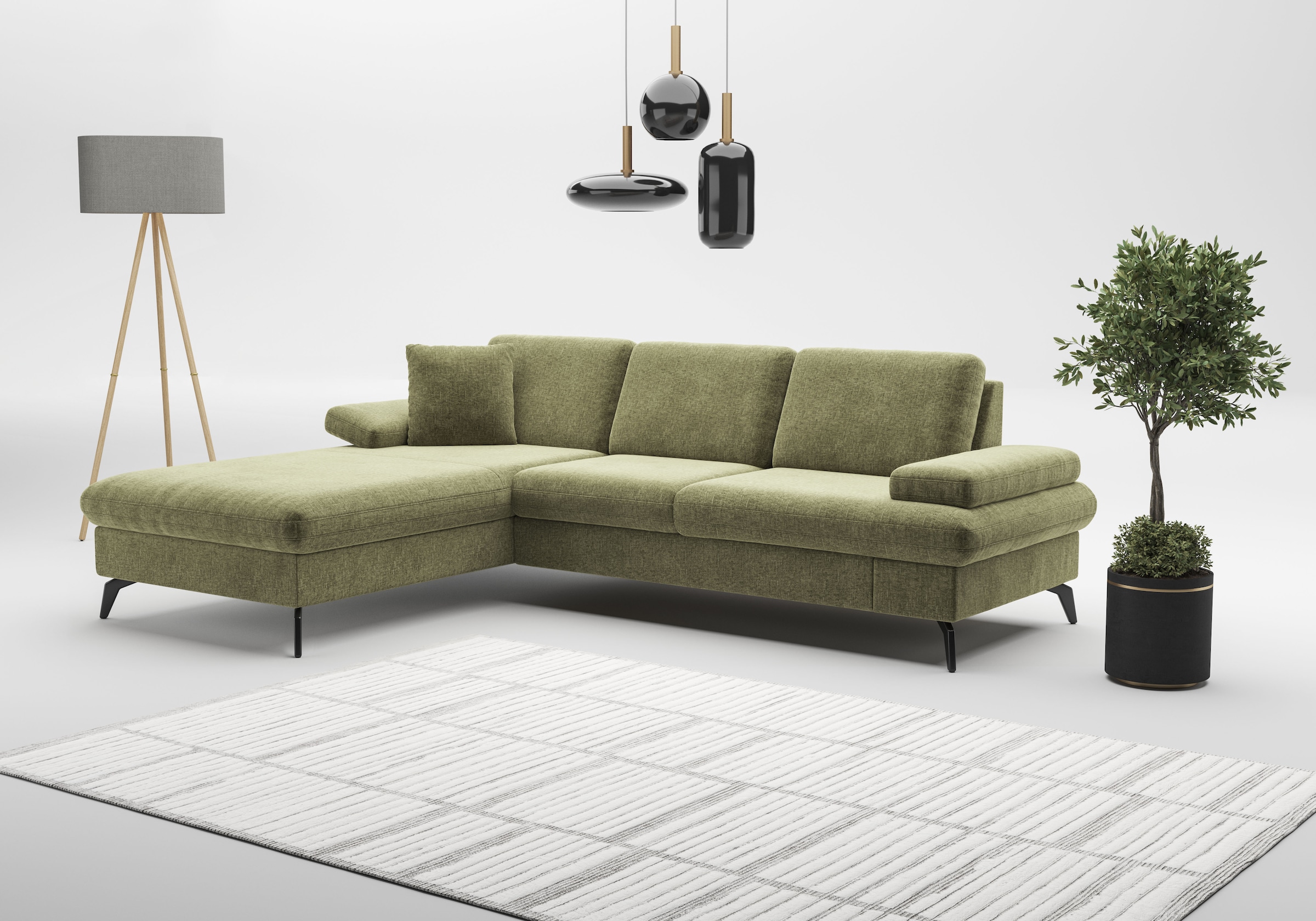 sit&more Ecksofa »Morris Jubi L-Form«, inkl. Armteilfunktion und 1 Zierkissen, wahlweise mit Bettfunktion